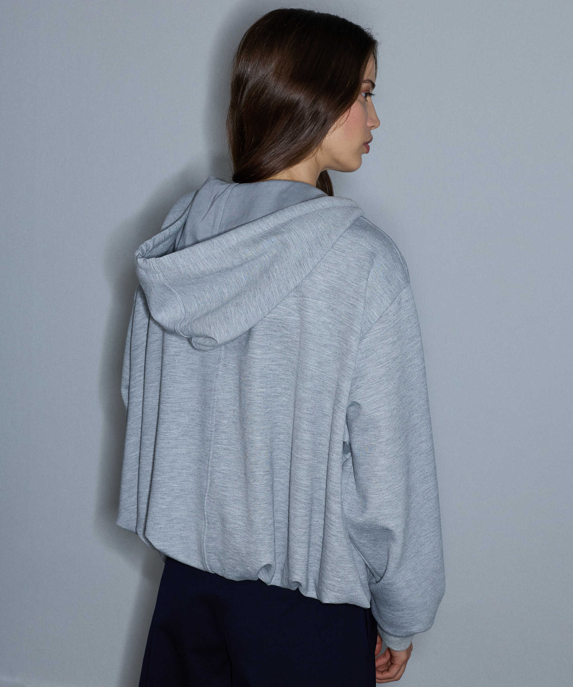 Kapüşonlu balon sweatshirt - IW6260091122126 - Gri Sweatshırt