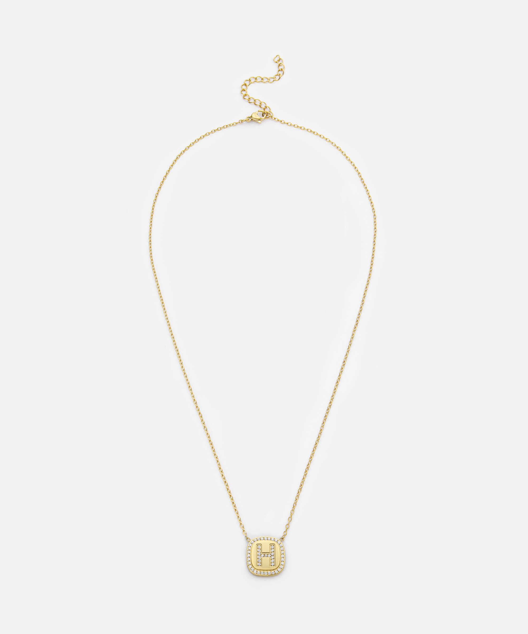 Strass taşlı H harfi kolye - IW6260051010265 - Altın Kolye
