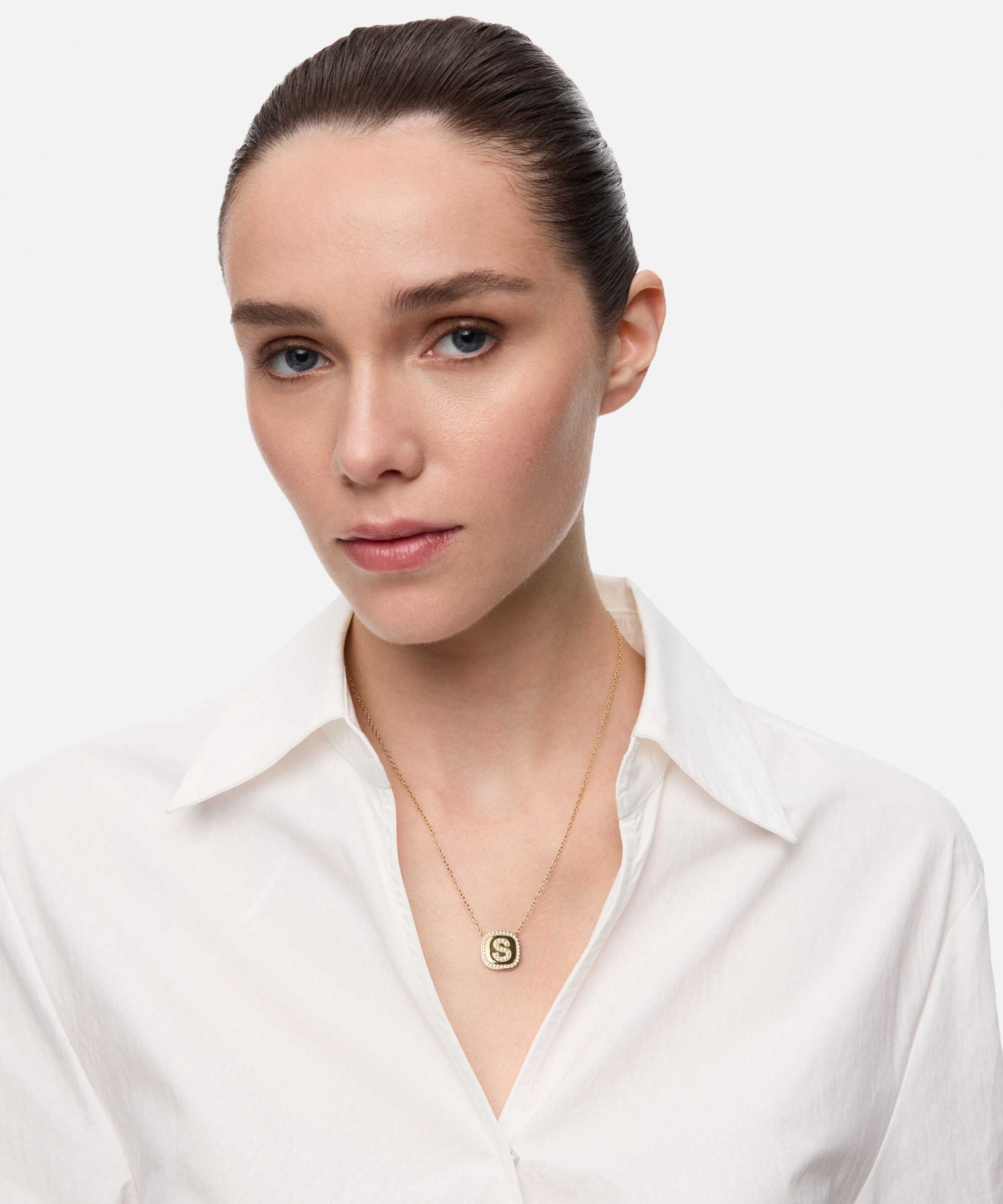Strass taşlı S harfi kolye - IW6260051059265 - Altın Kolye