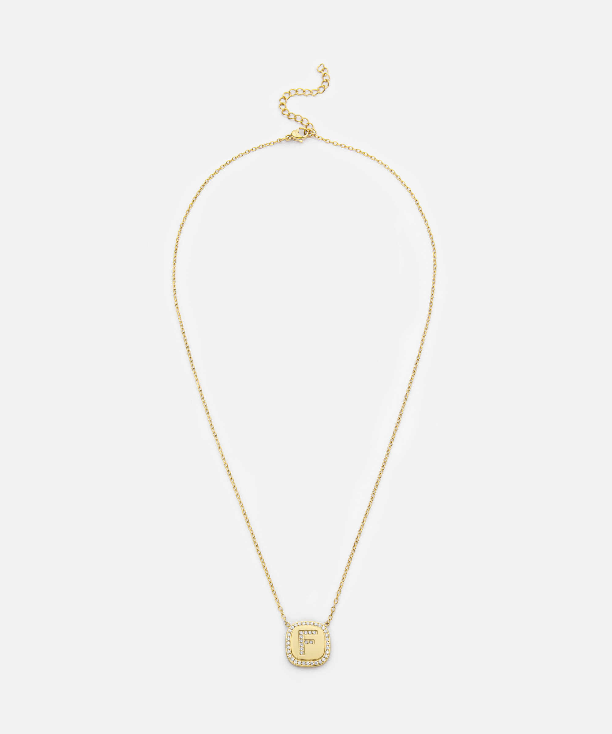 Strass taşlı F harfi kolye - IW6260051061265 - Altın Kolye