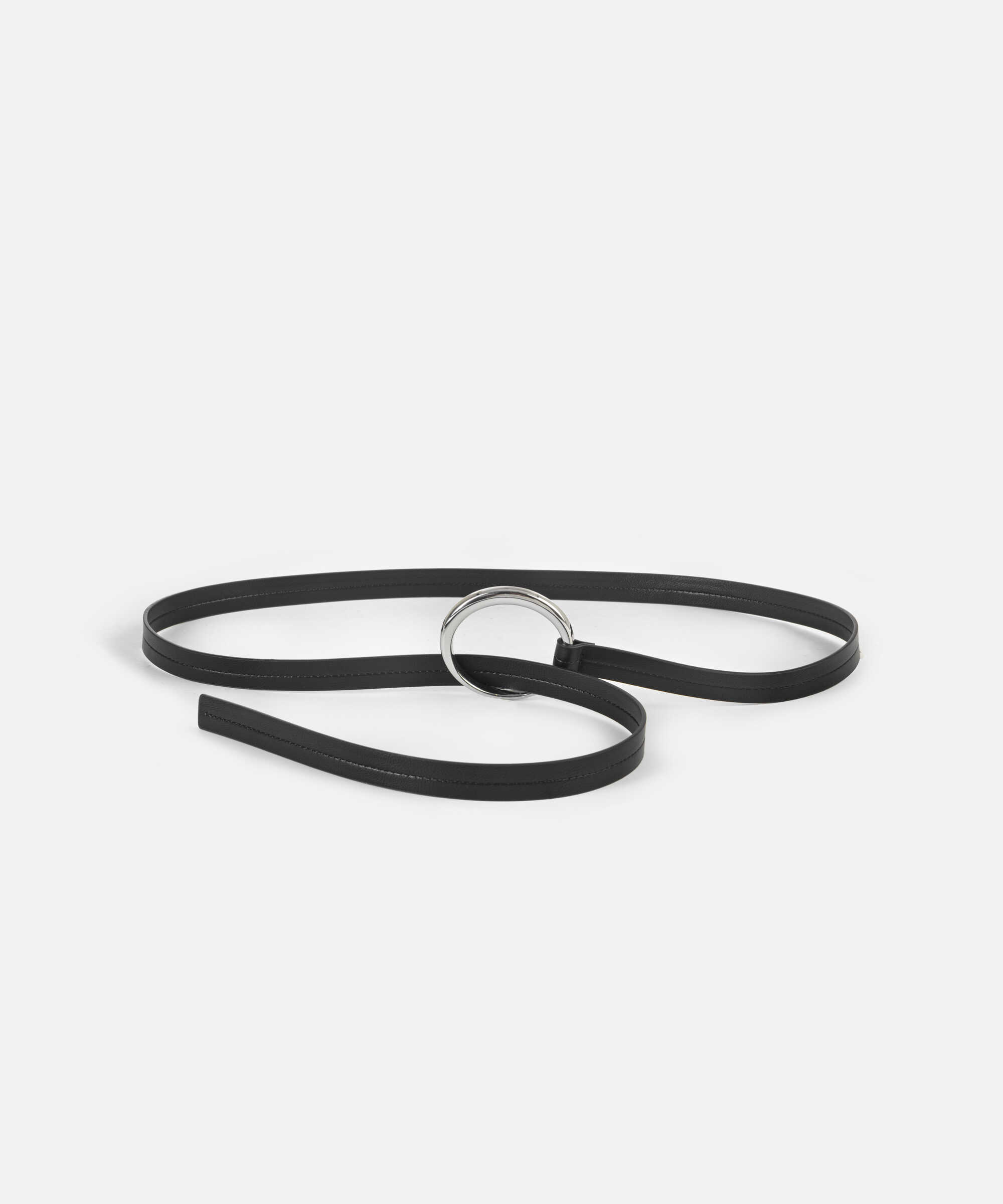 Yuvarlak metal tokalı kordon kemer - IW6260053016001 - Siyah Kemer