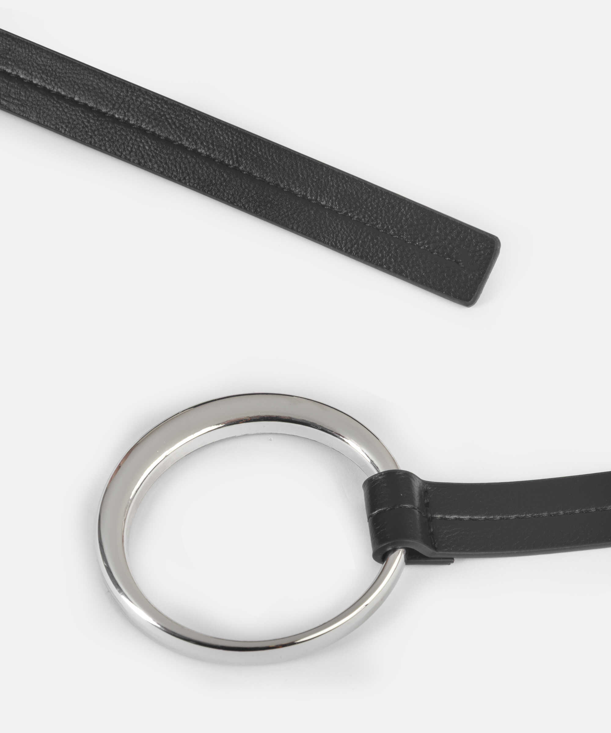 Yuvarlak metal tokalı kordon kemer - IW6260053016001 - Siyah Kemer