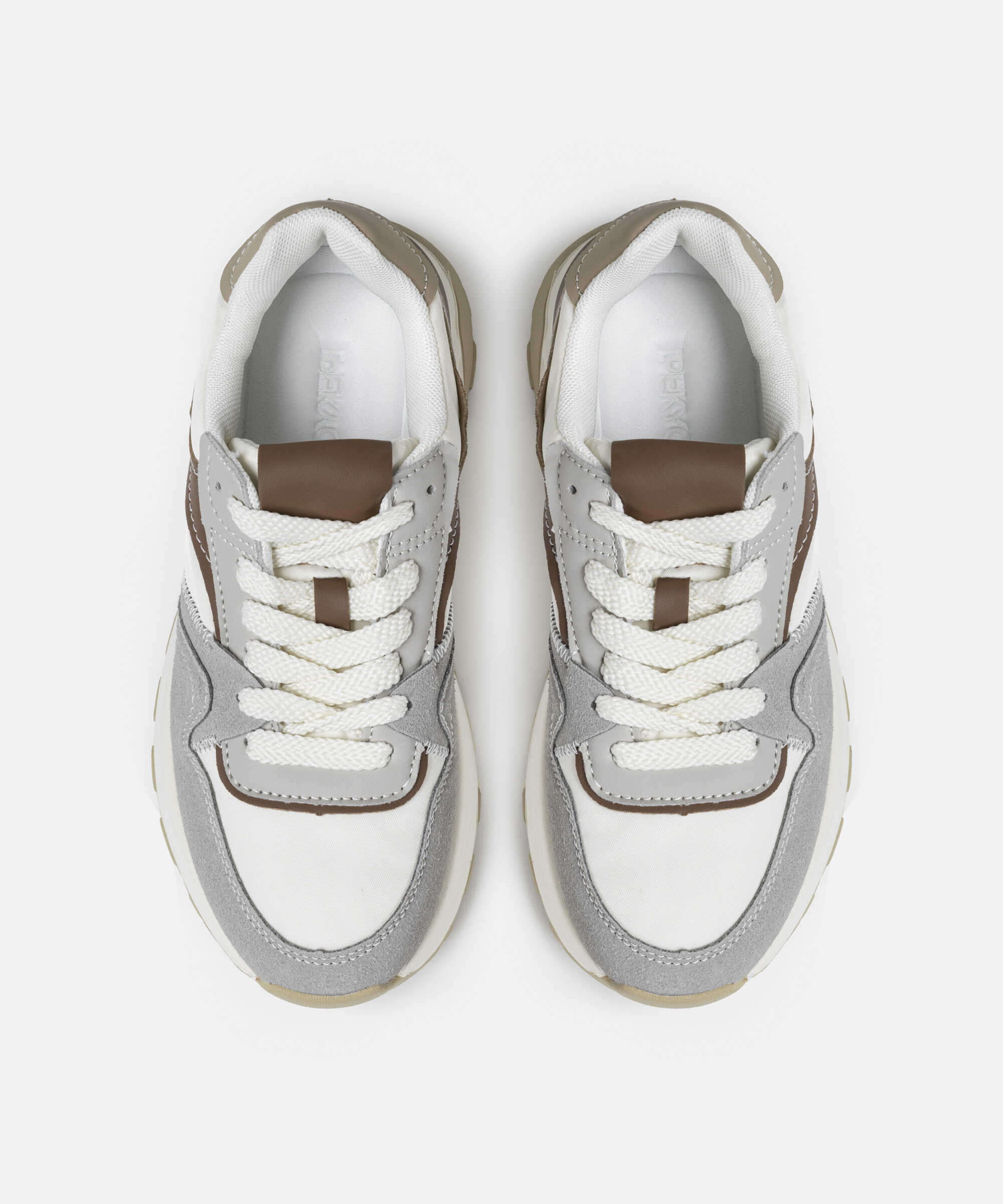 Kontrast dokulu colorblock sneaker - IS1250062006023 - Bej Sneaker