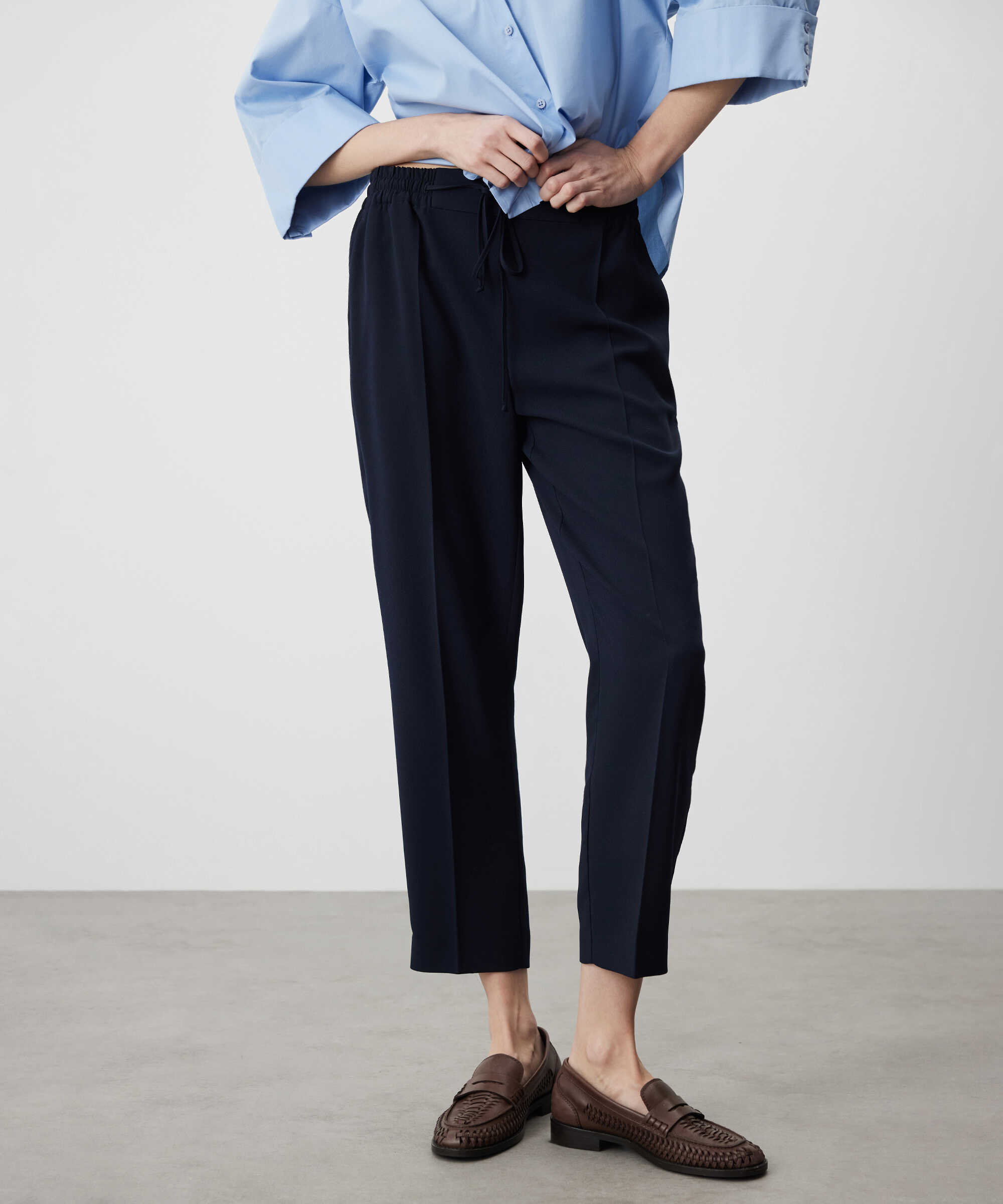 Belden bağlamalı carrot fit pantolon - IS1260003073015 - Lacivert Pantolon