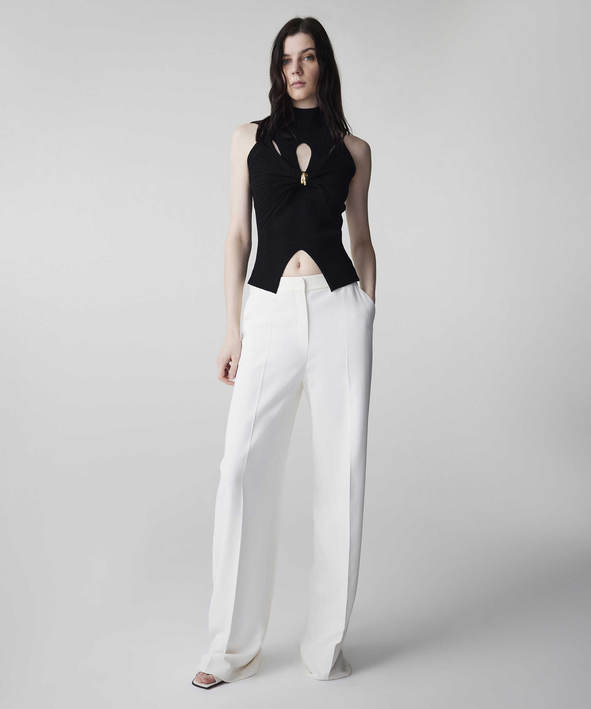 Wide leg fit pantolon - IS1260003112018 - Ekru Pantolon