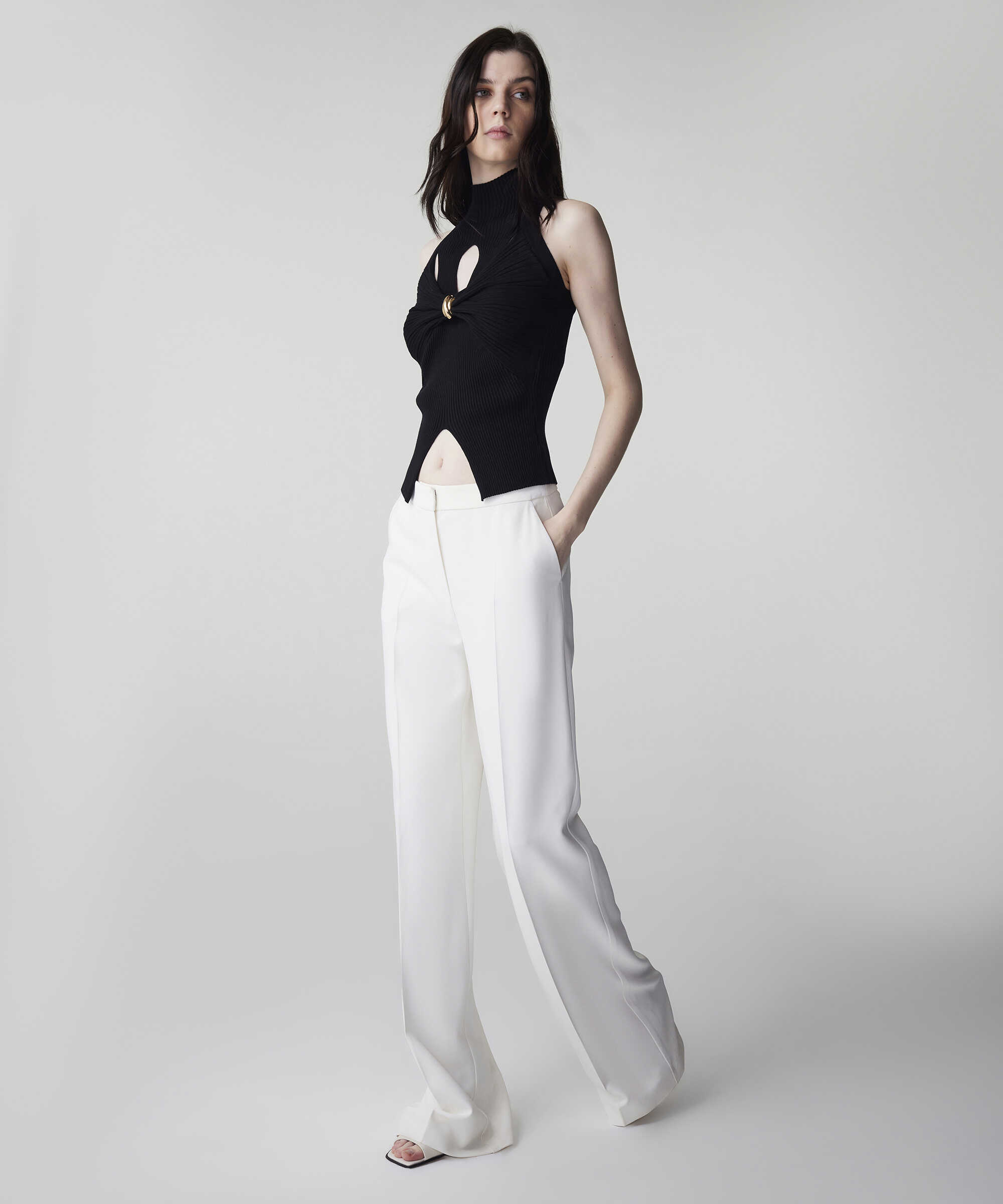 Wide leg fit pantolon - IS1260003112018 - Ekru Pantolon