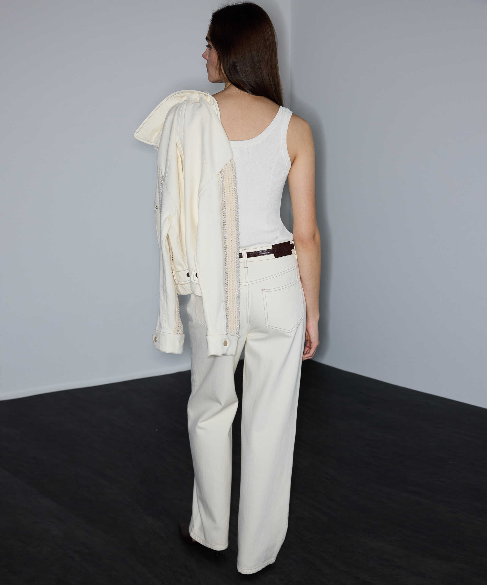 Non denim pantolon - IS1260003120018 - Ekru Pantolon