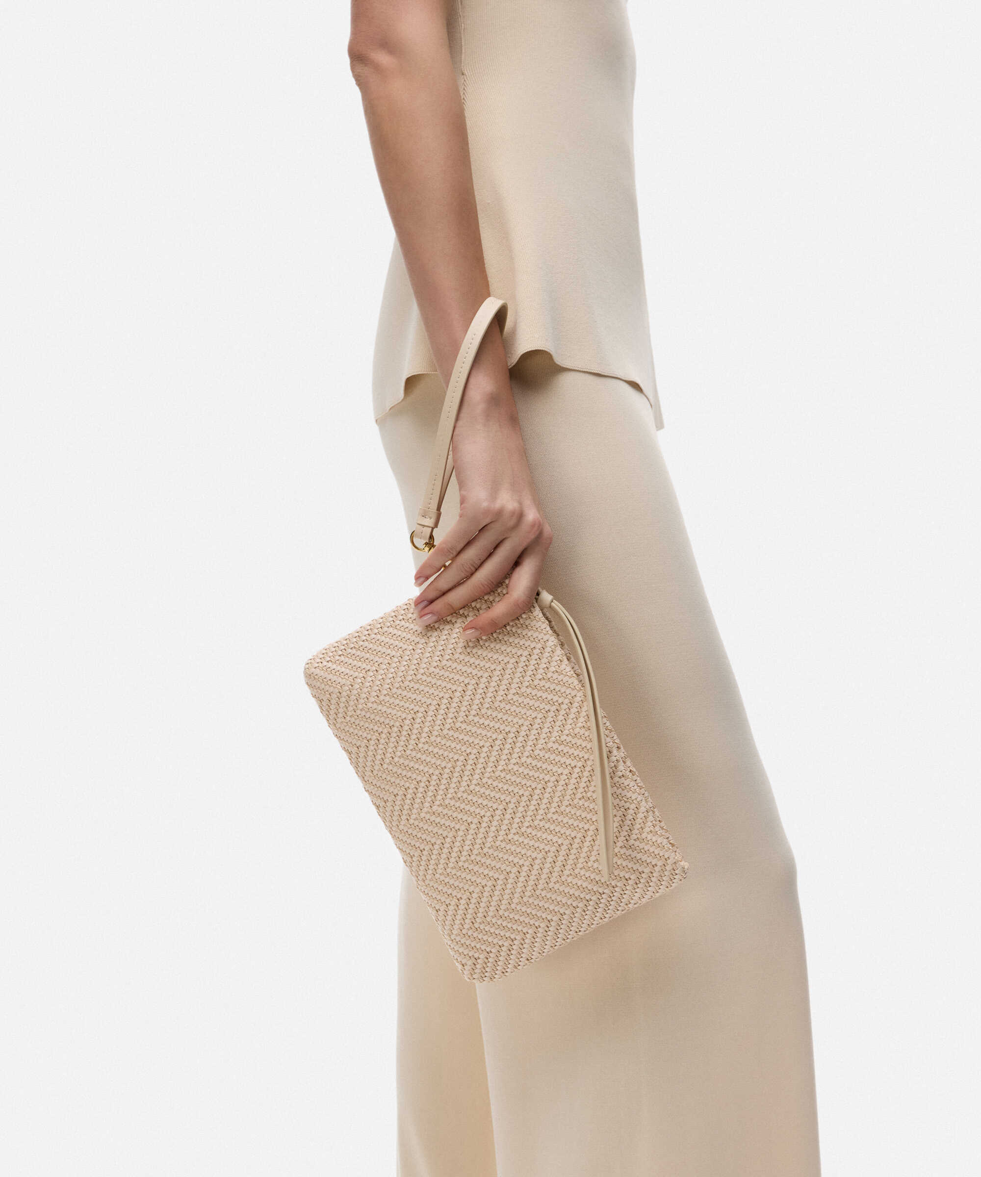 Örgü dokulu clutch - IS1260121004082 - Krem Clutch