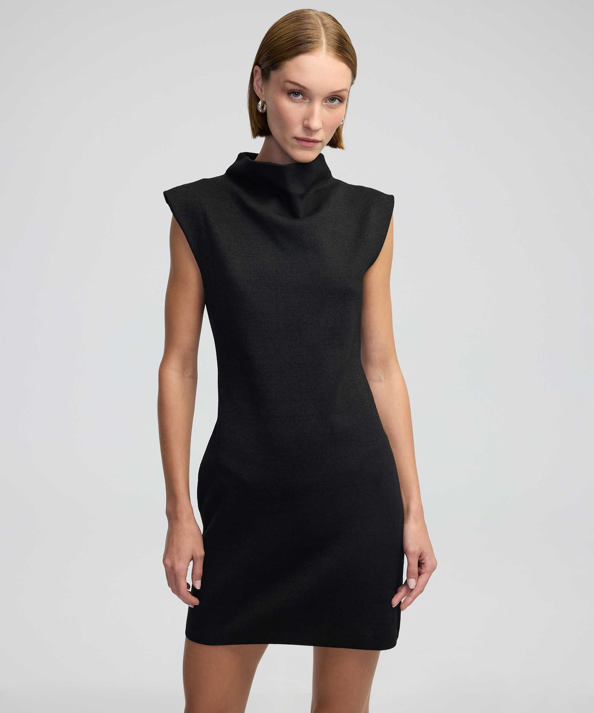 Triko mini elbise - IW6240002299001 - Siyah Elbise