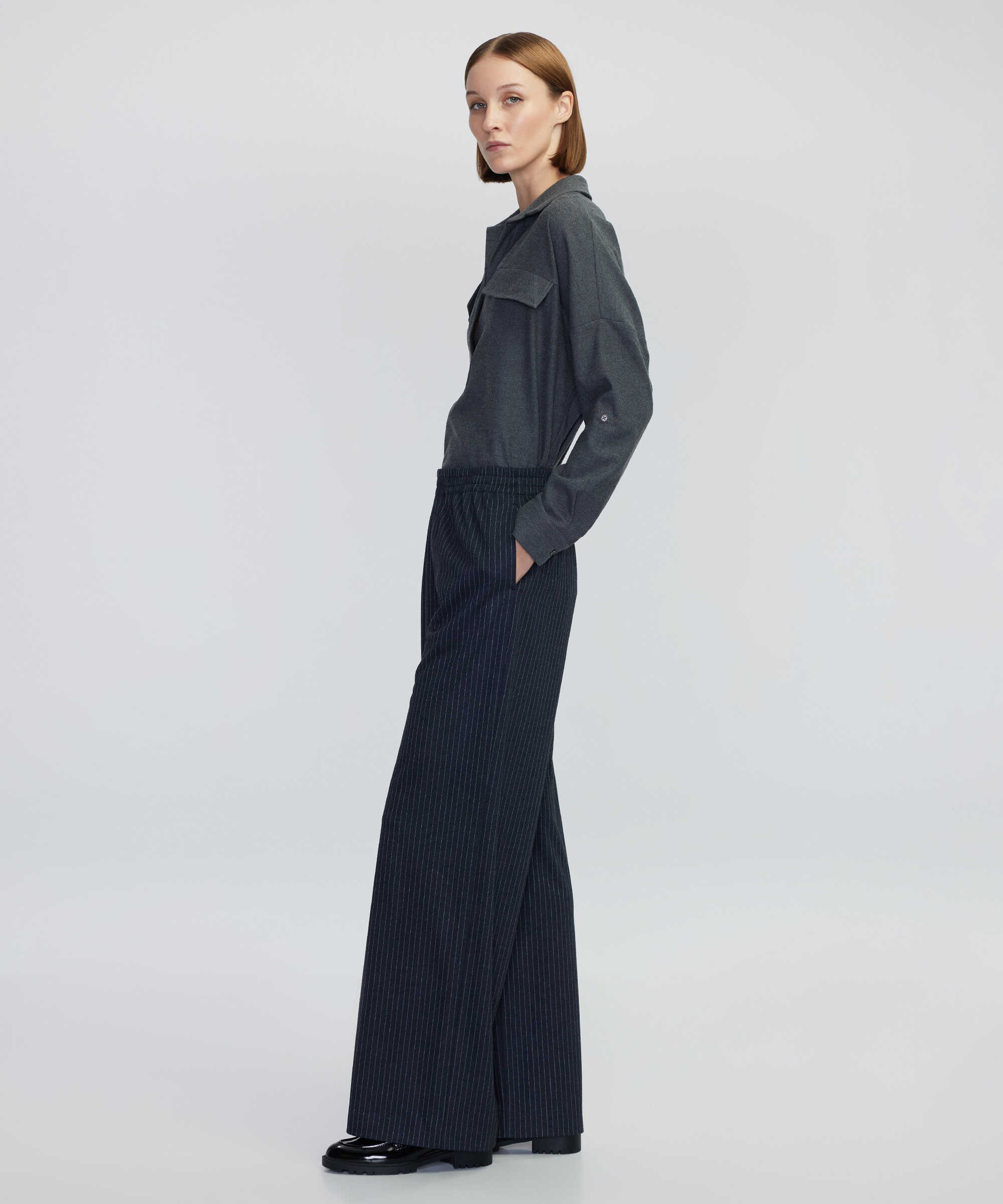 Çizgi desen pantolon - IW6240003416005 - Gri Pantolon