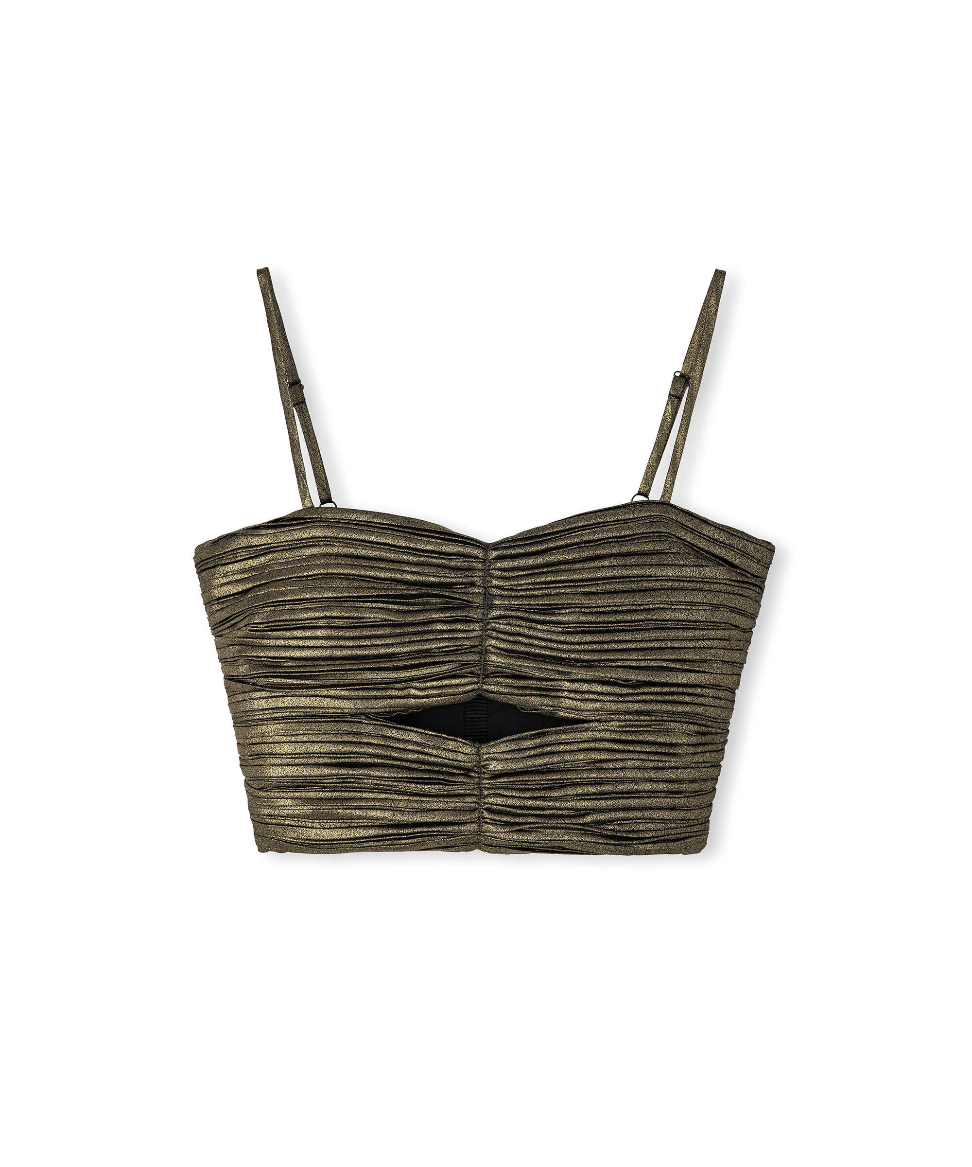 Parlak dokulu drapeli bluz - IW6240006093265 - Altın Bluz