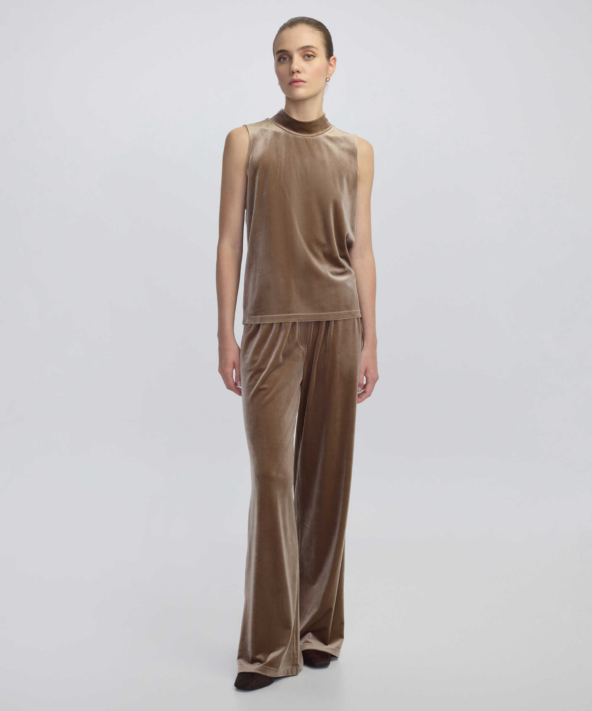 Elastik bel kadife pantolon - IW6250003056014 - Vizon Pantolon