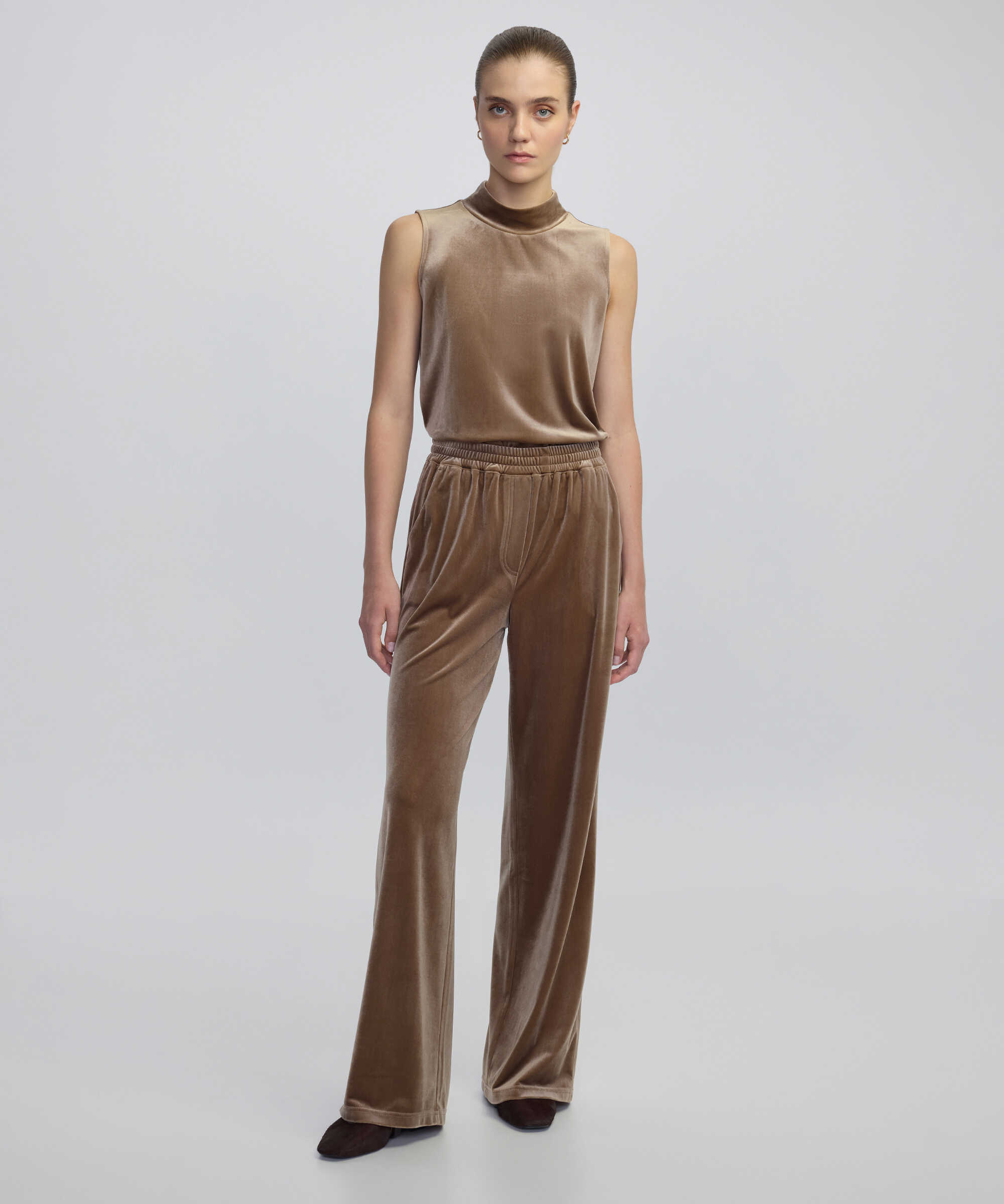 Elastik bel kadife pantolon - IW6250003056014 - Vizon Pantolon