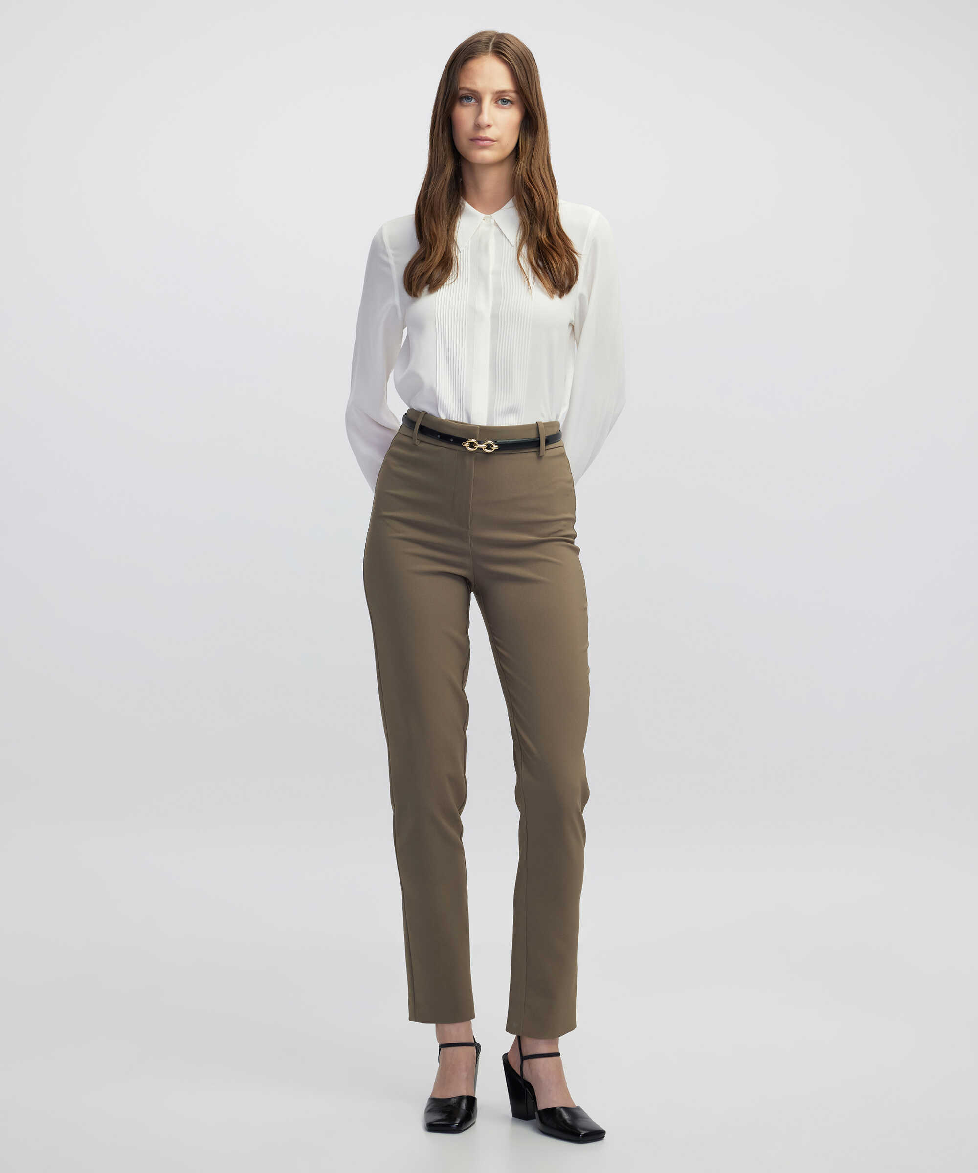 Elastik bel skinny fit pantolon - IW6250003151014 - Vizon Pantolon