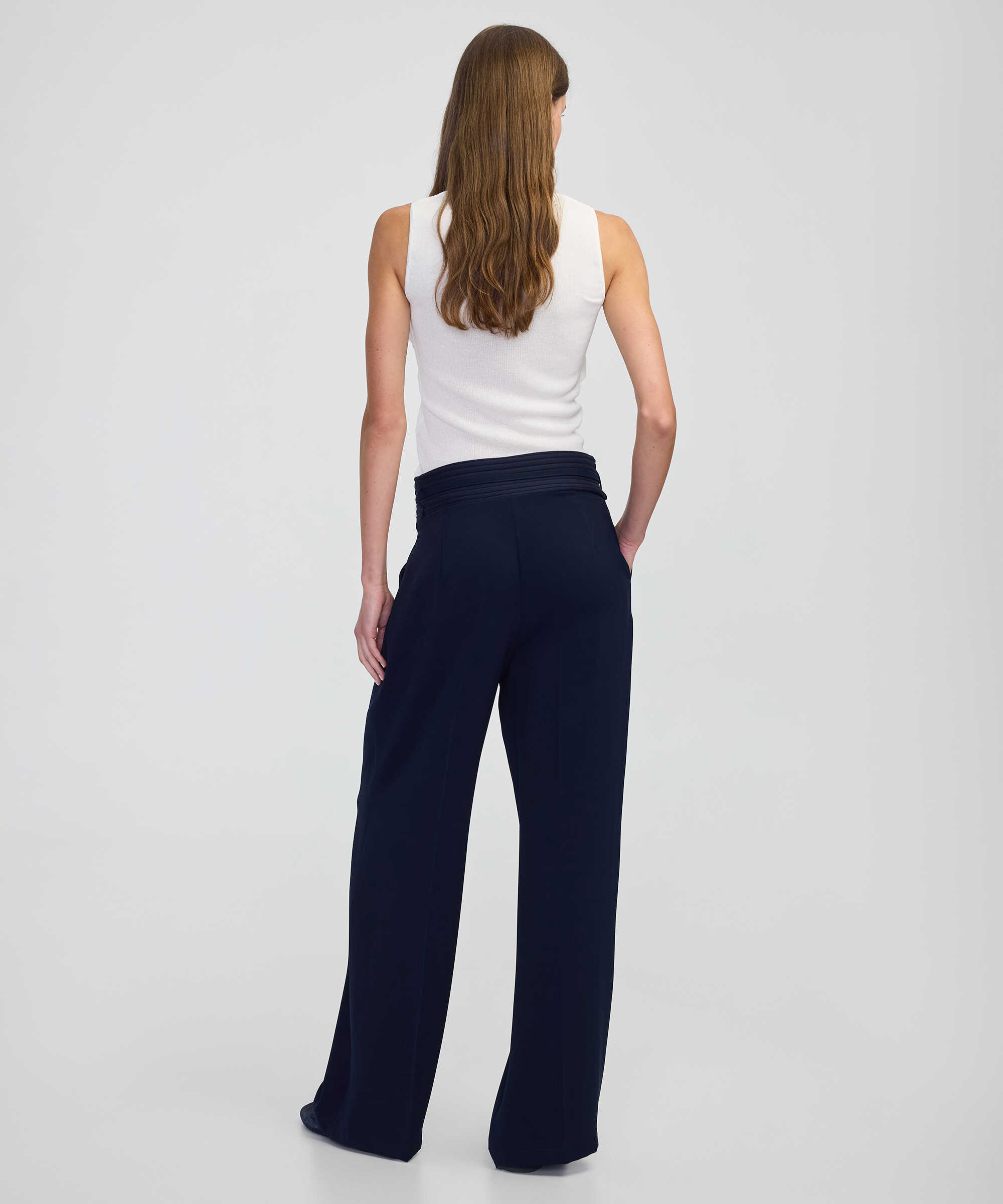Triko mix wide leg fit pantolon - IW6250003195015 - Lacivert Pantolon