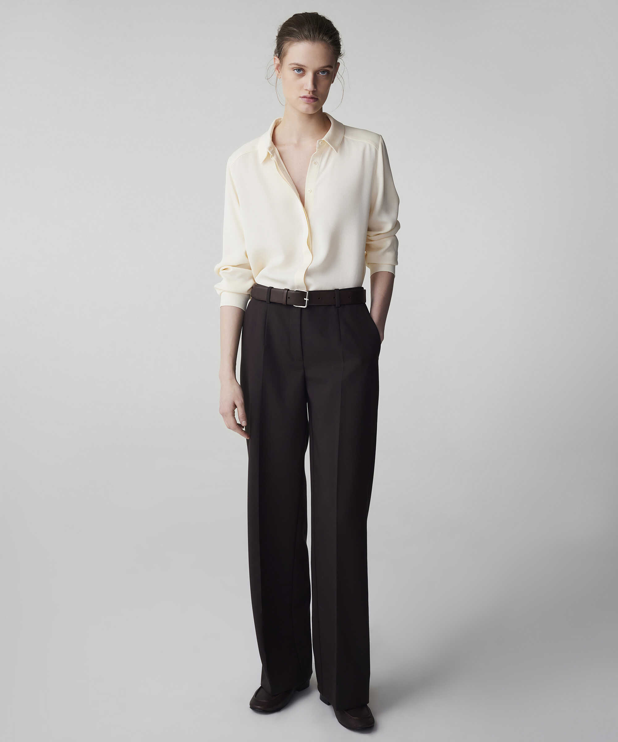Wide leg ütü izli pantolon - IW6250003389074 - Kahverengi Pantolon