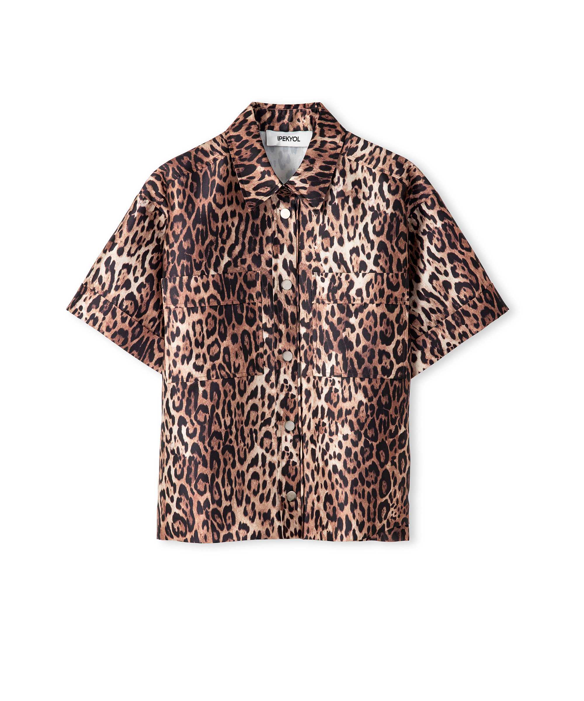 Leopar desen gömlek ceket - IW6250005051003 - Natürel Ceket