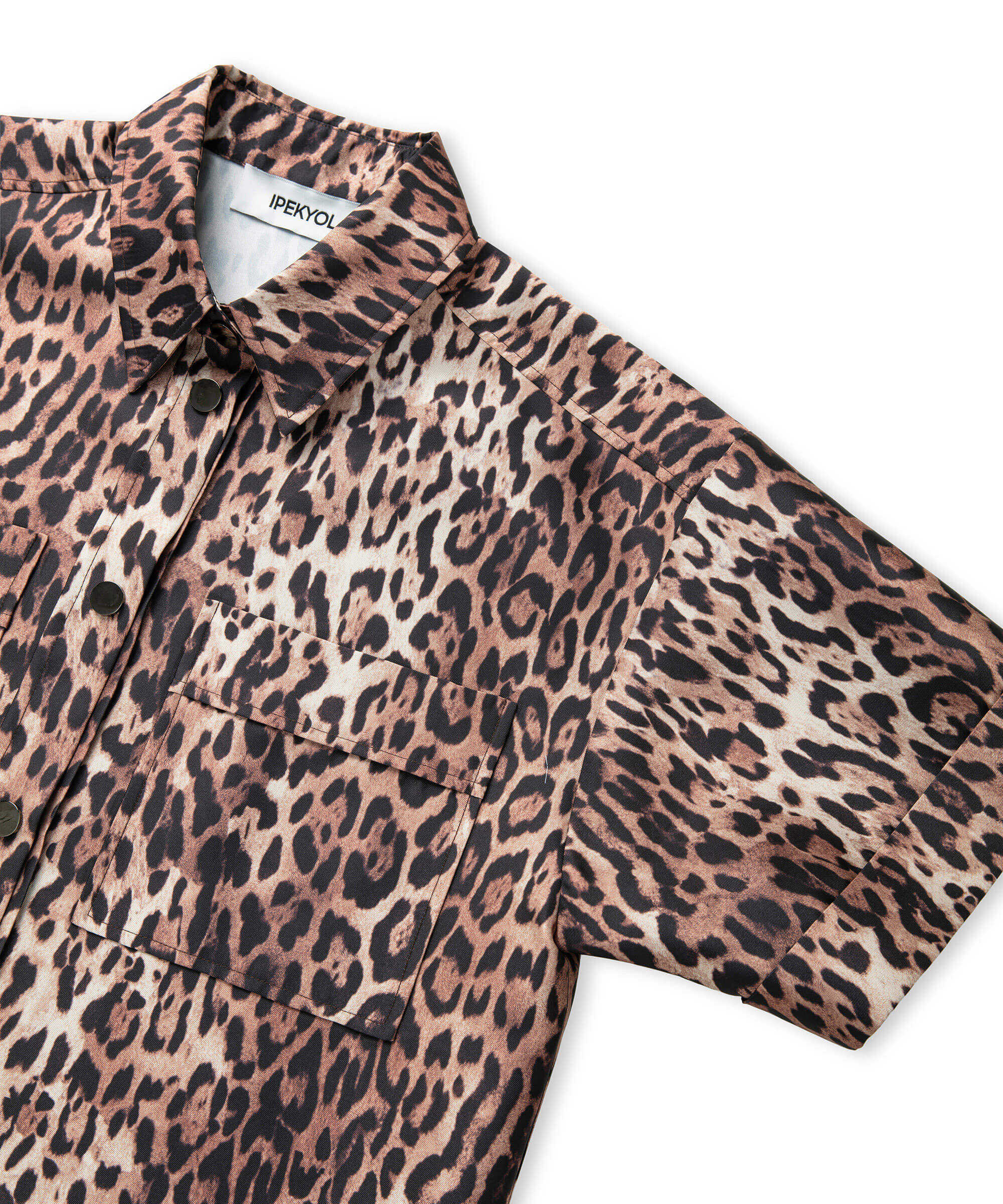 Leopar desen gömlek ceket - IW6250005051003 - Natürel Ceket