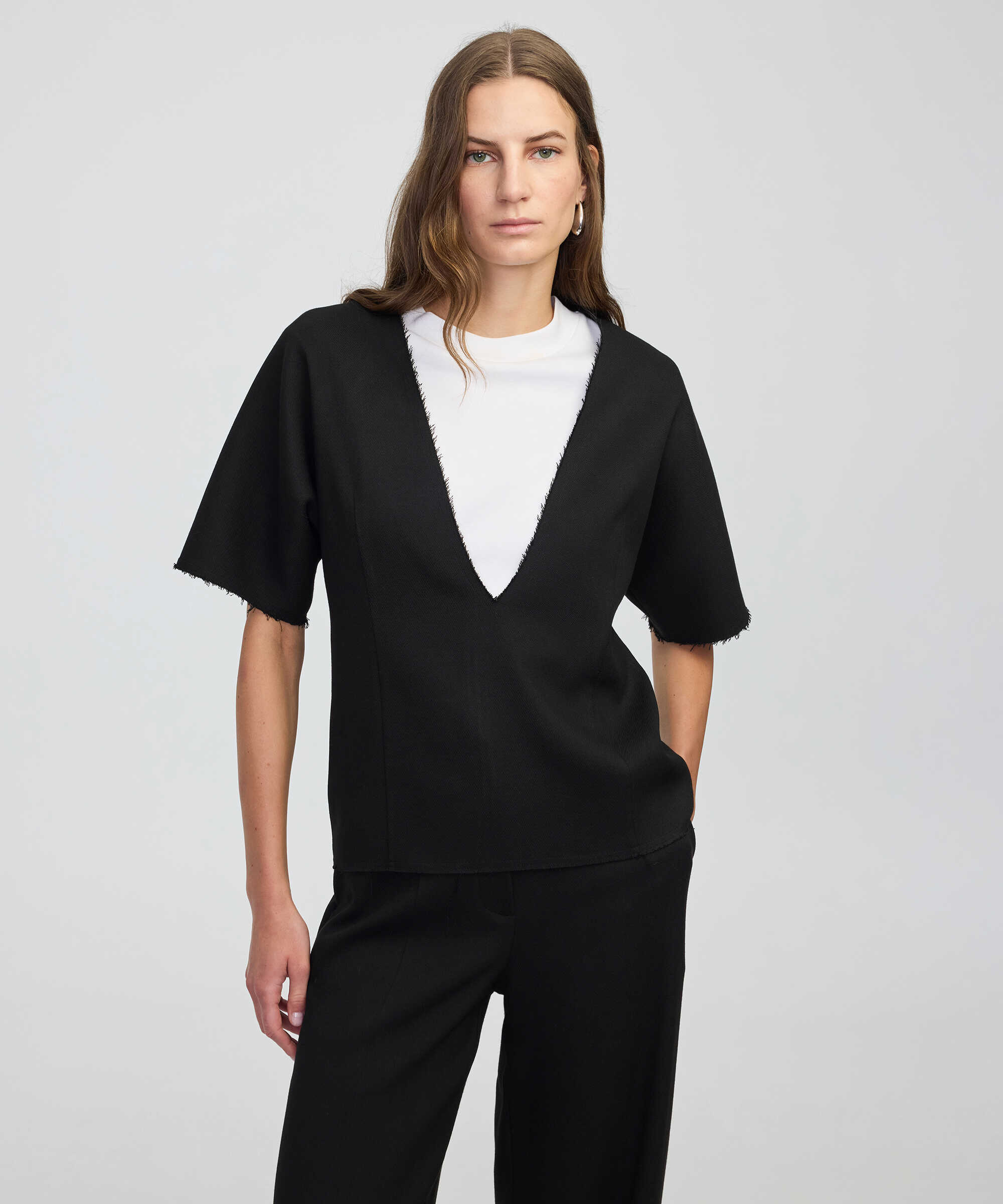 Çift parça colorblock bluz - IW6250006081001 - Siyah Bluz