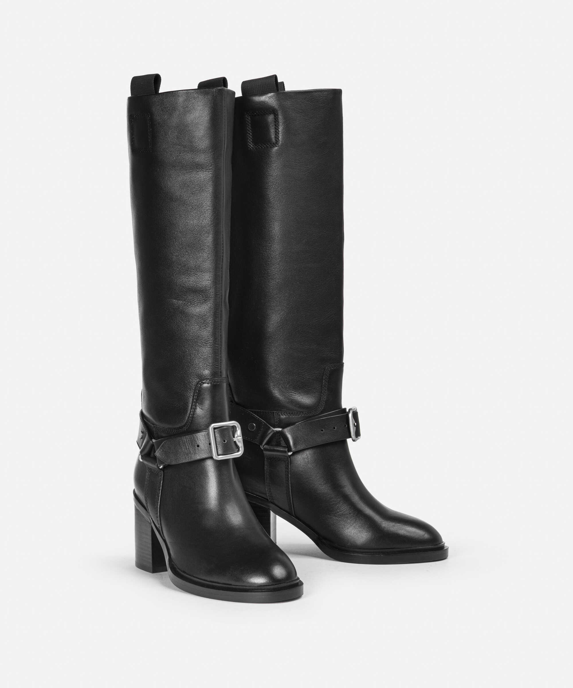 %100 deri metal tokalı çizme - IW6250035002001 - Siyah Çizme