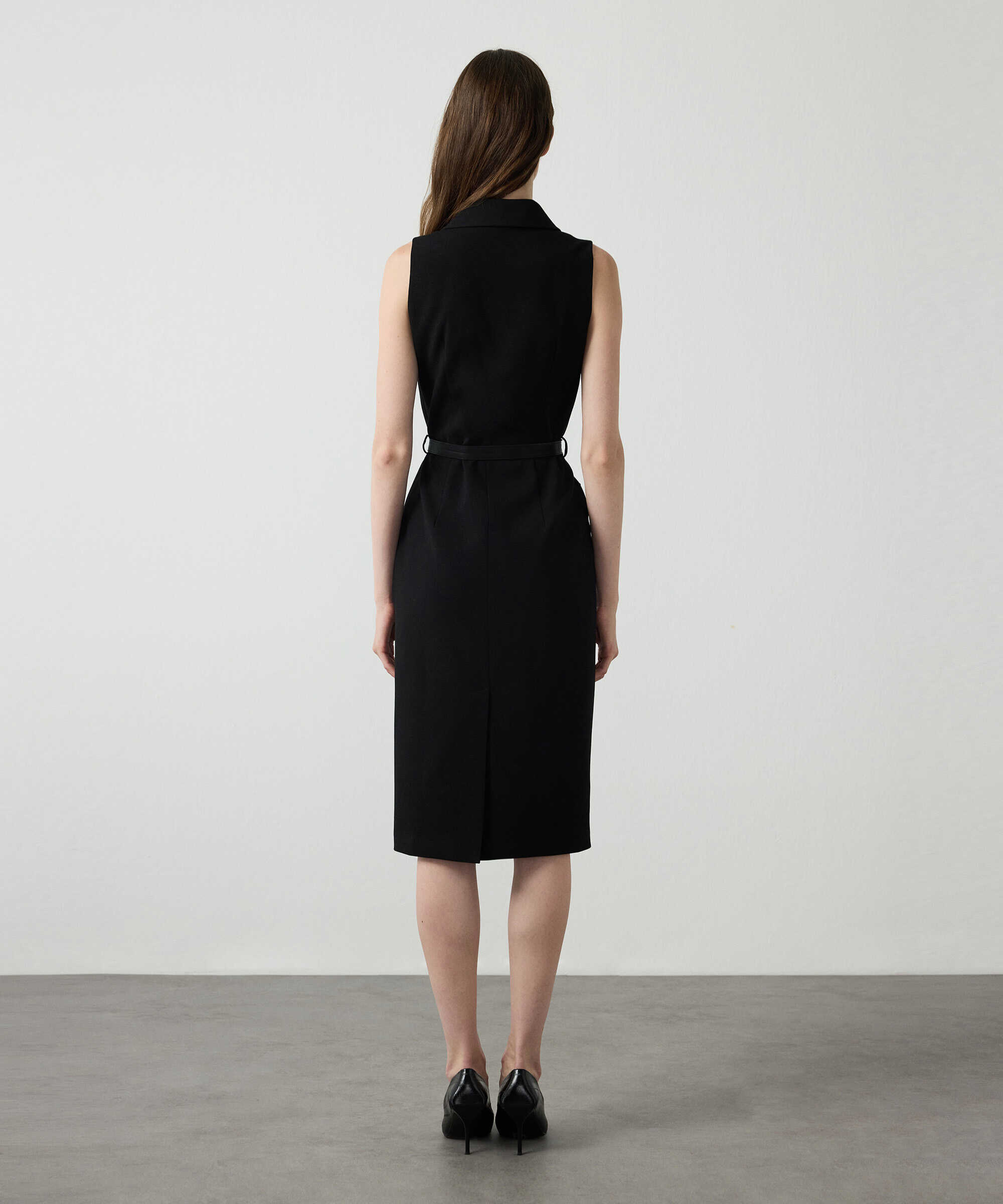 Kemerli kruvaze elbise - IW6260002105001 - Siyah Elbise