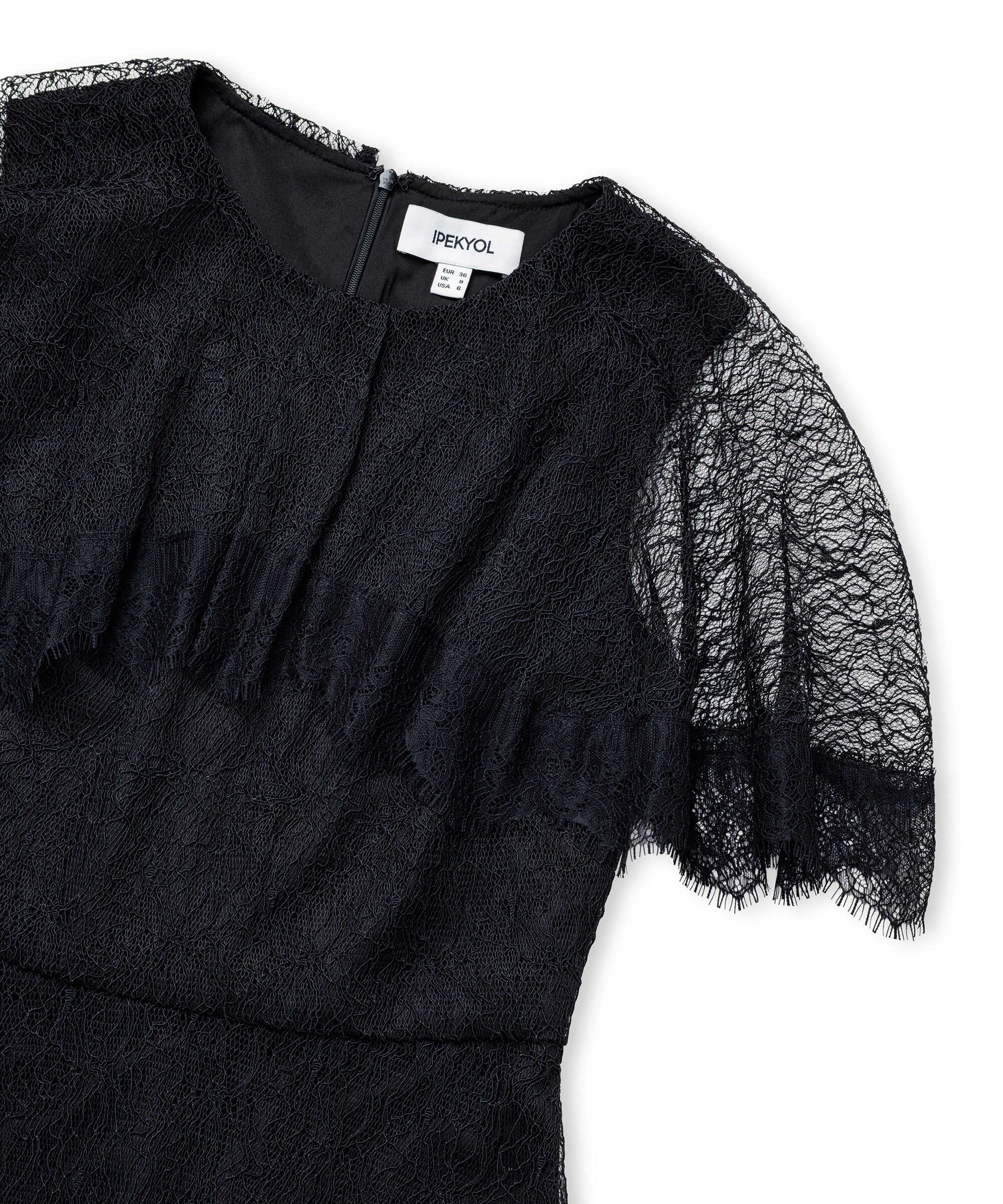 Dantel midi elbise - IW6260002149001 - Siyah Elbise