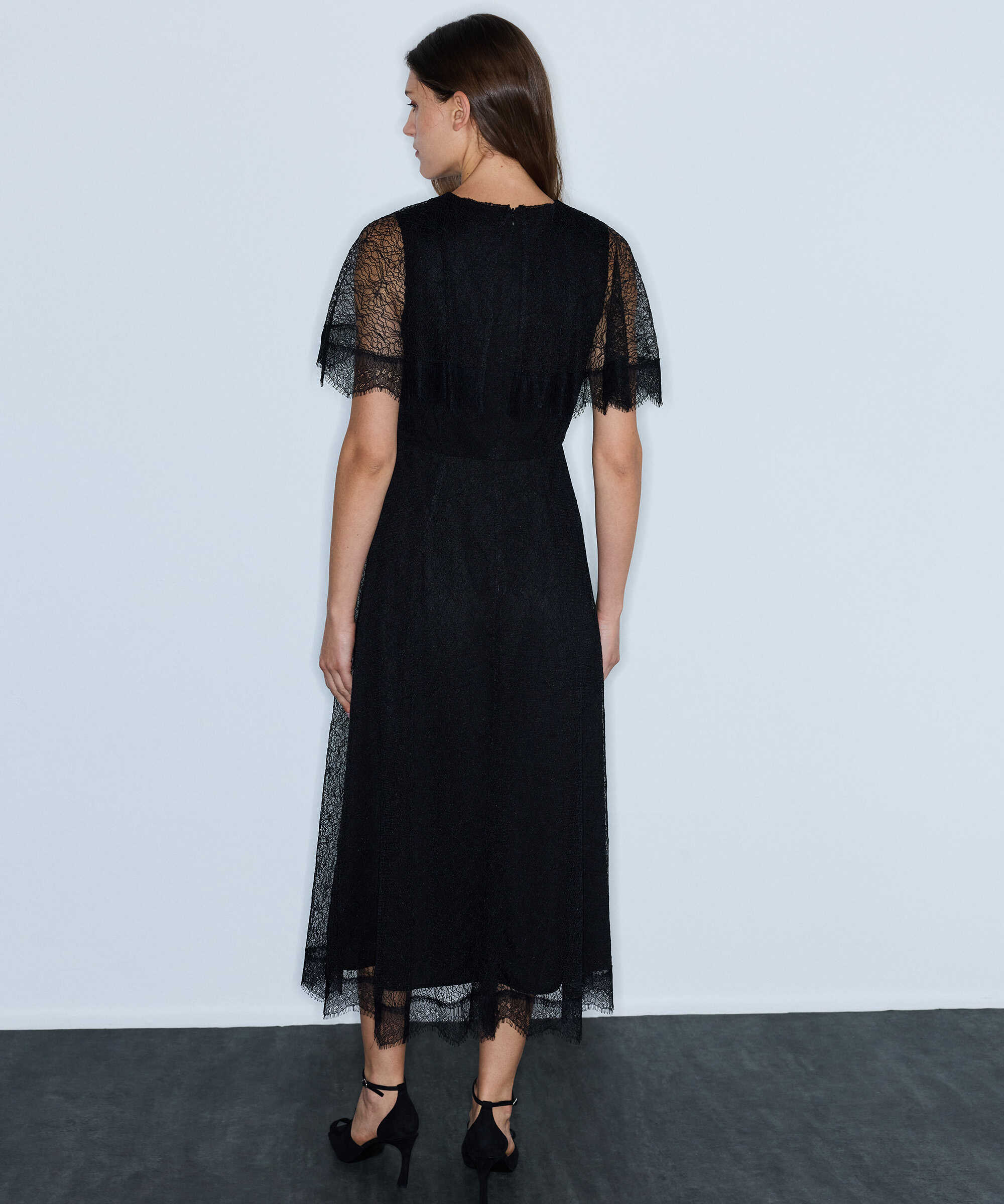 Dantel midi elbise - IW6260002149001 - Siyah Elbise