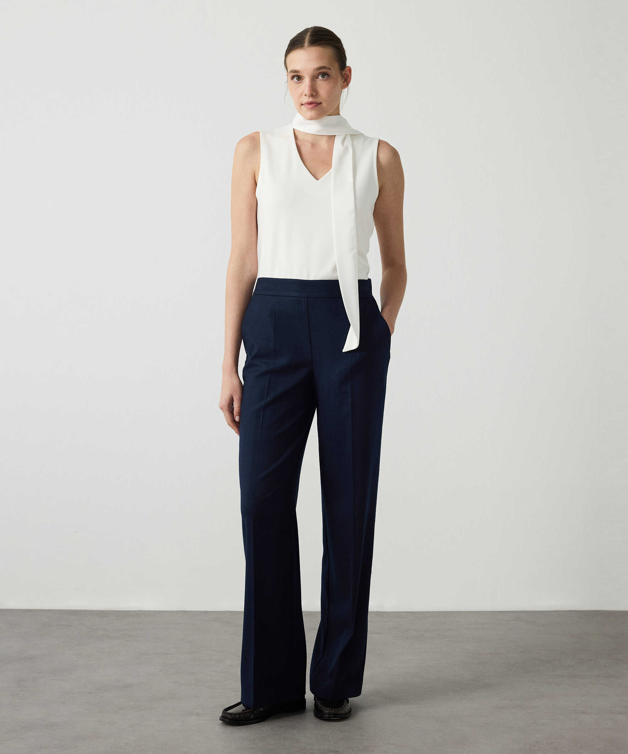 Cepli elastik bel pantolon - IW6260003107015 - Lacivert Pantolon