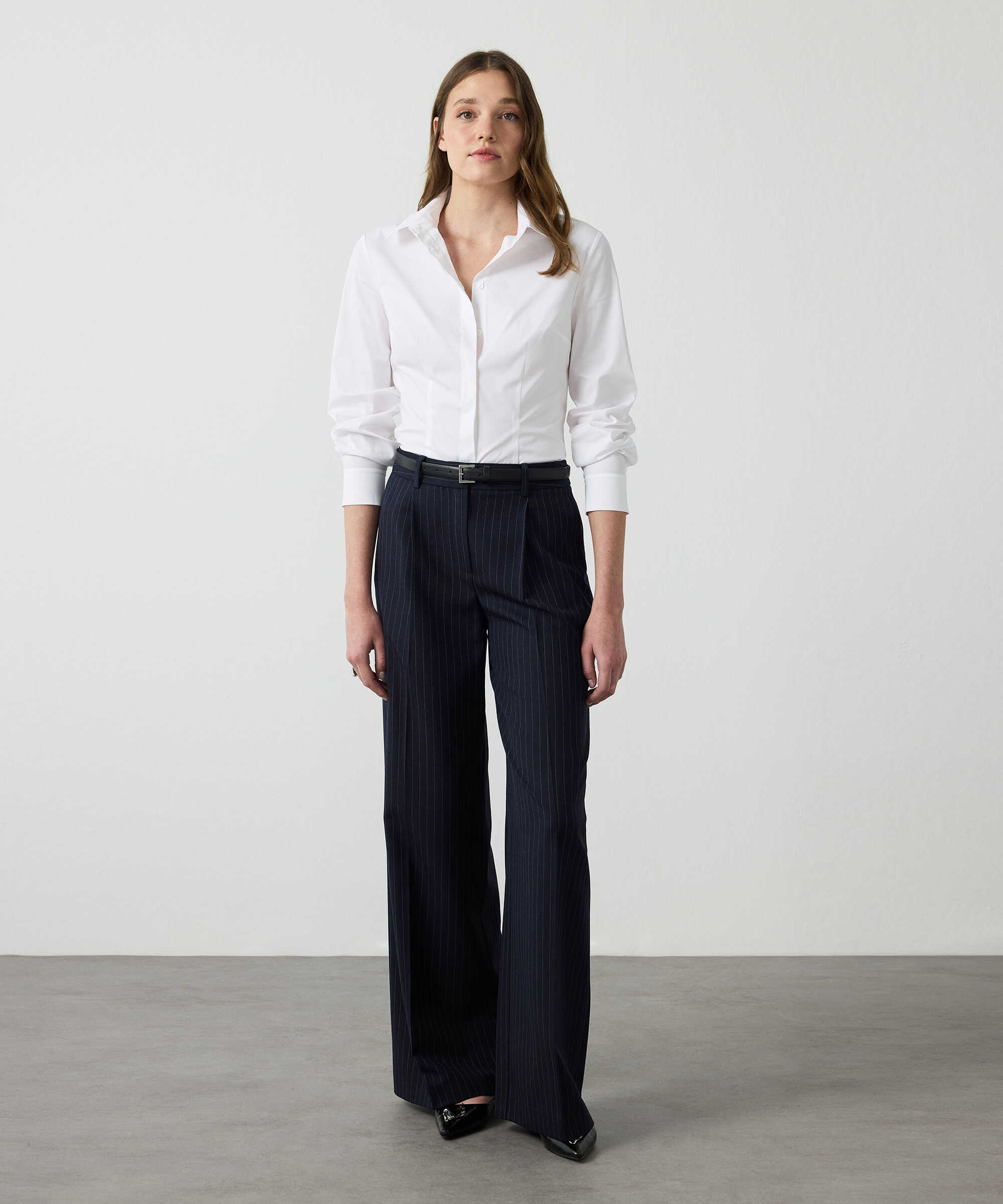 Yün içerikli çizgili pantolon - IW6260003108015 - Lacivert Pantolon