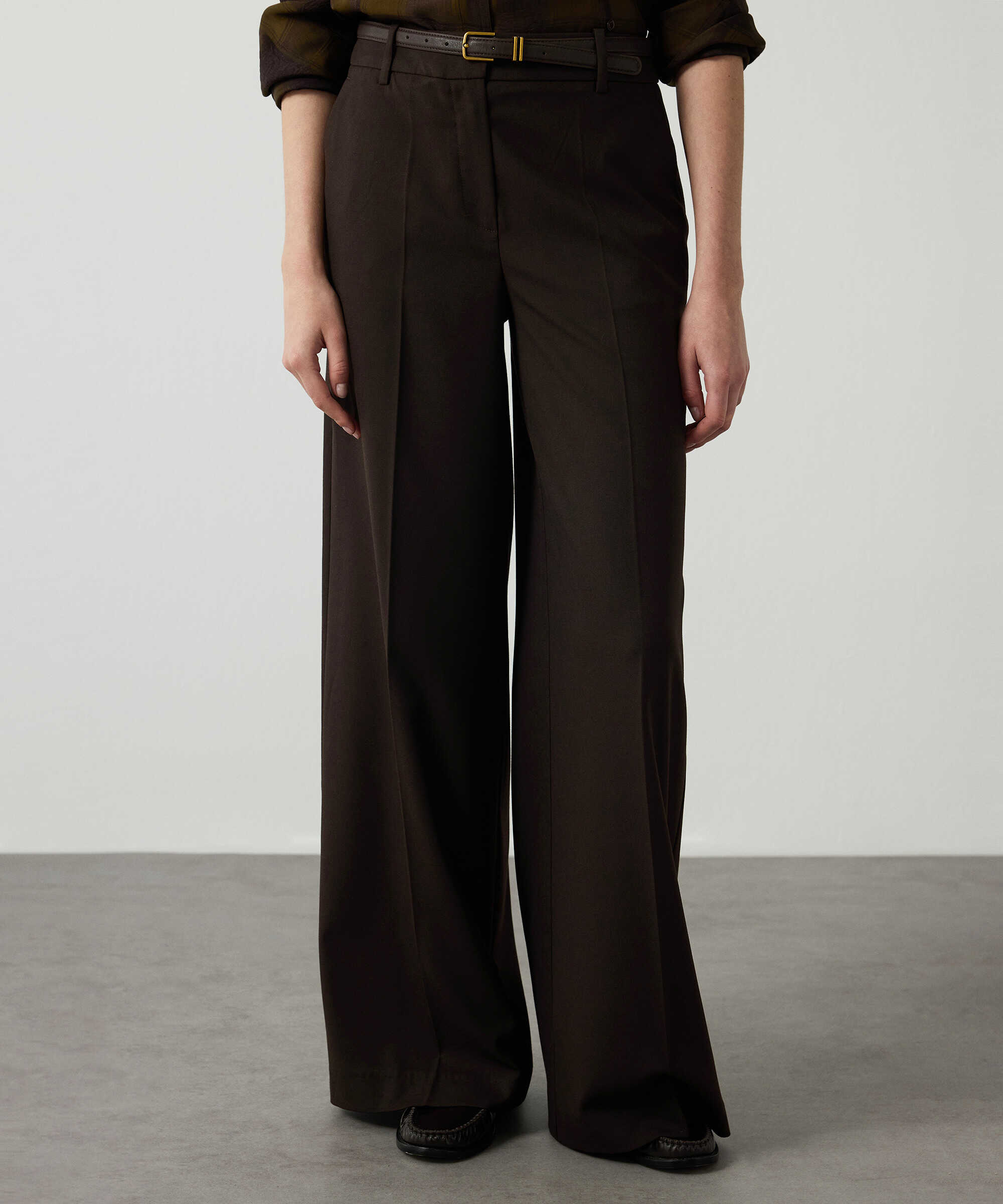 Wide leg pantolon - IW6260003115074 - Kahverengi Pantolon