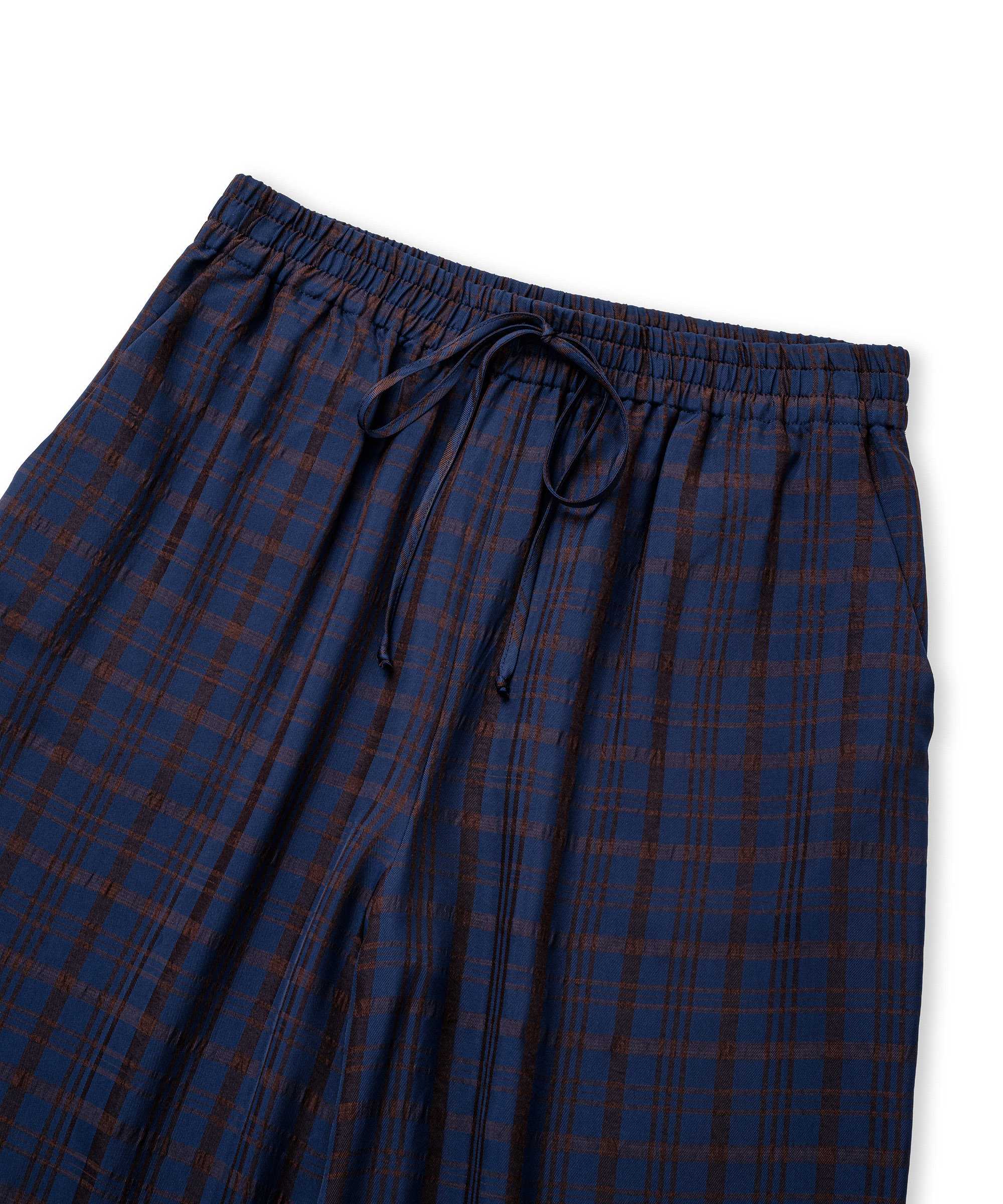 Ekose desen wide leg pantolon - IW6260003156015 - Lacivert Pantolon