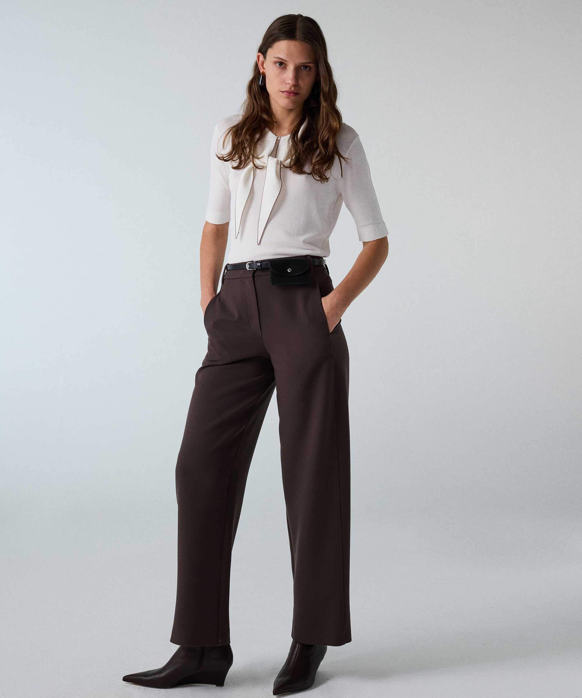 Kemerli barrel fit pantolon - IW6260003192074 - Kahverengi Pantolon