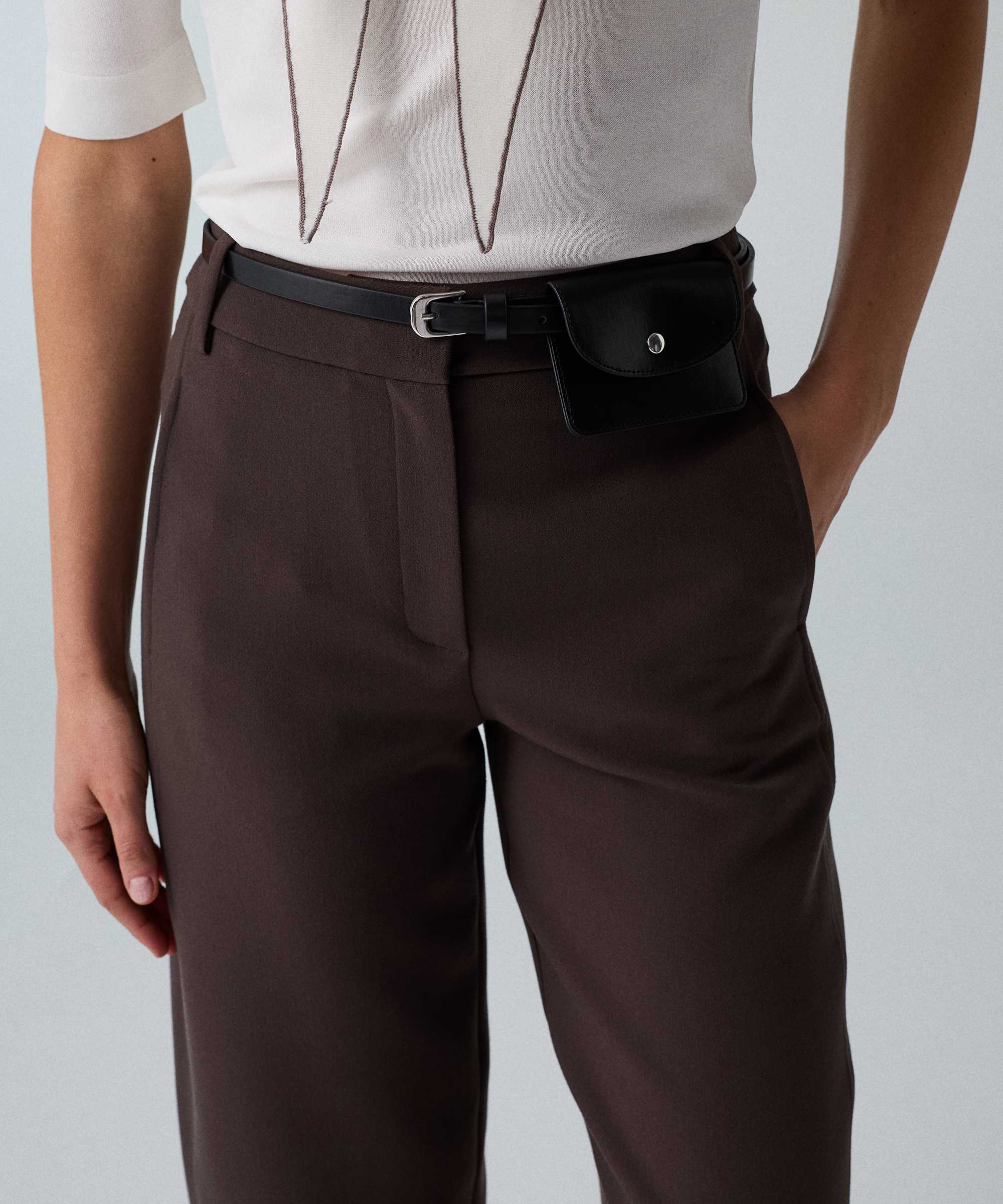 Kemerli barrel fit pantolon - IW6260003192074 - Kahverengi Pantolon