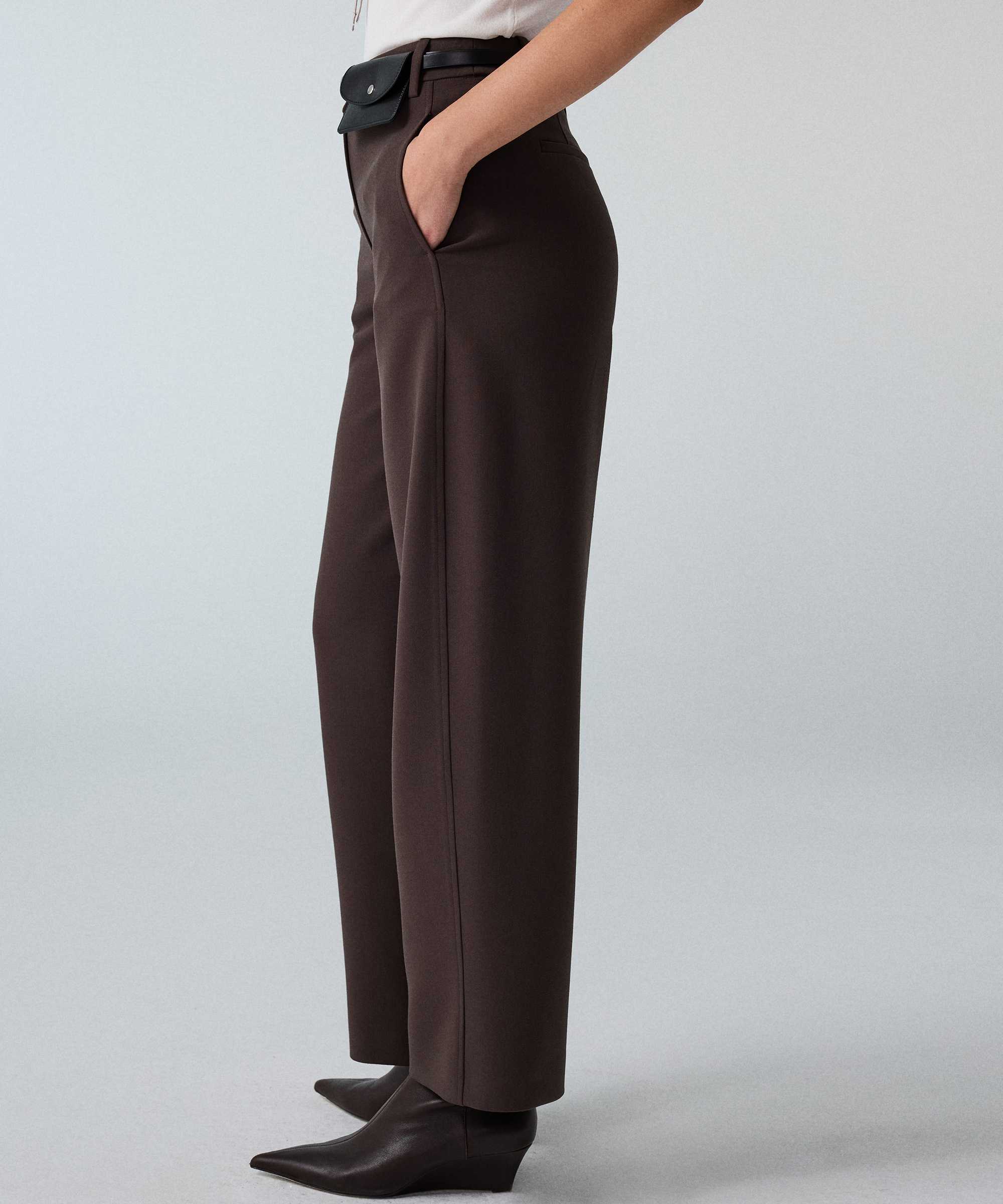 Kemerli barrel fit pantolon - IW6260003192074 - Kahverengi Pantolon