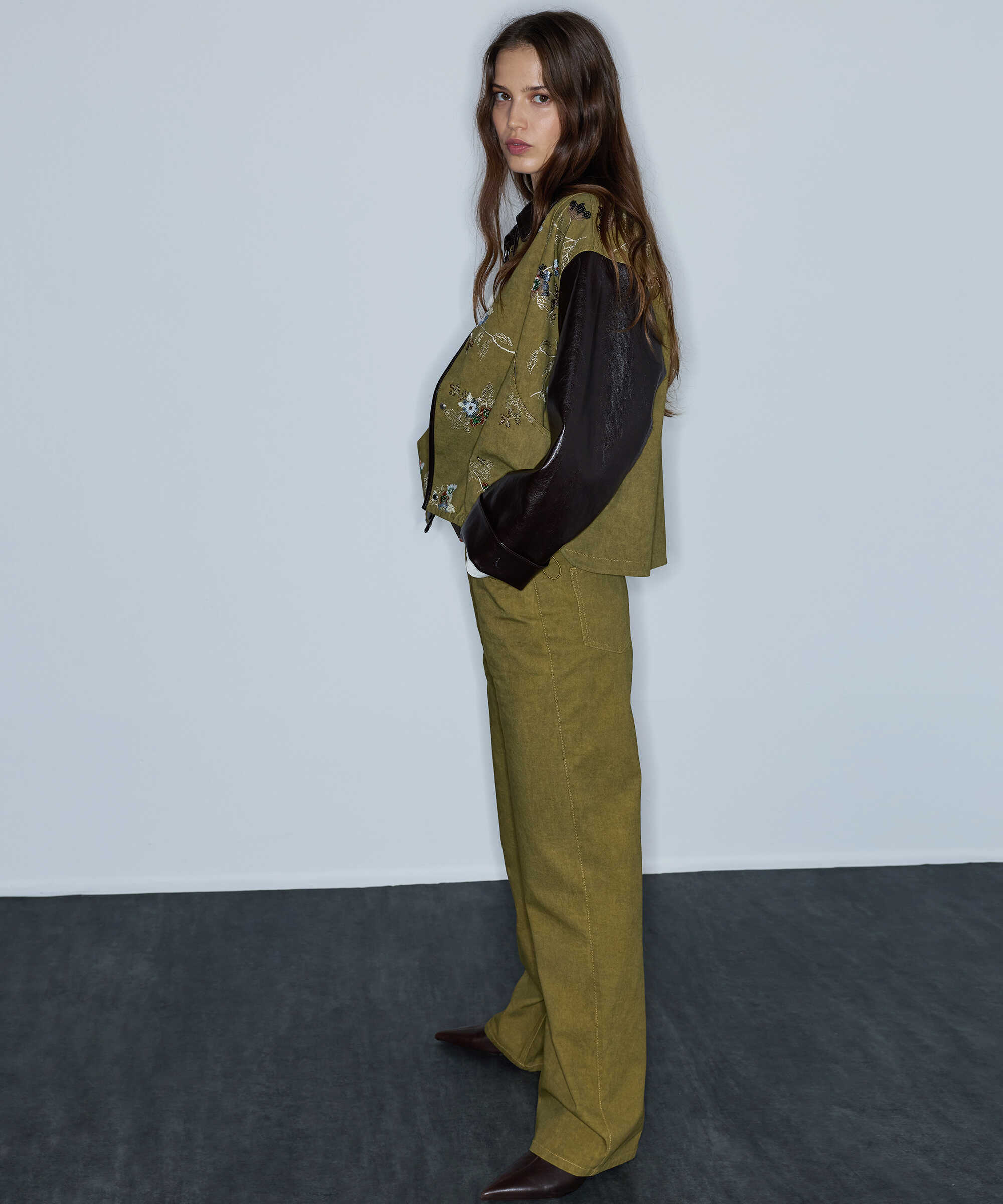 Non denim pantolon - IW6260003204022 - Haki Pantolon