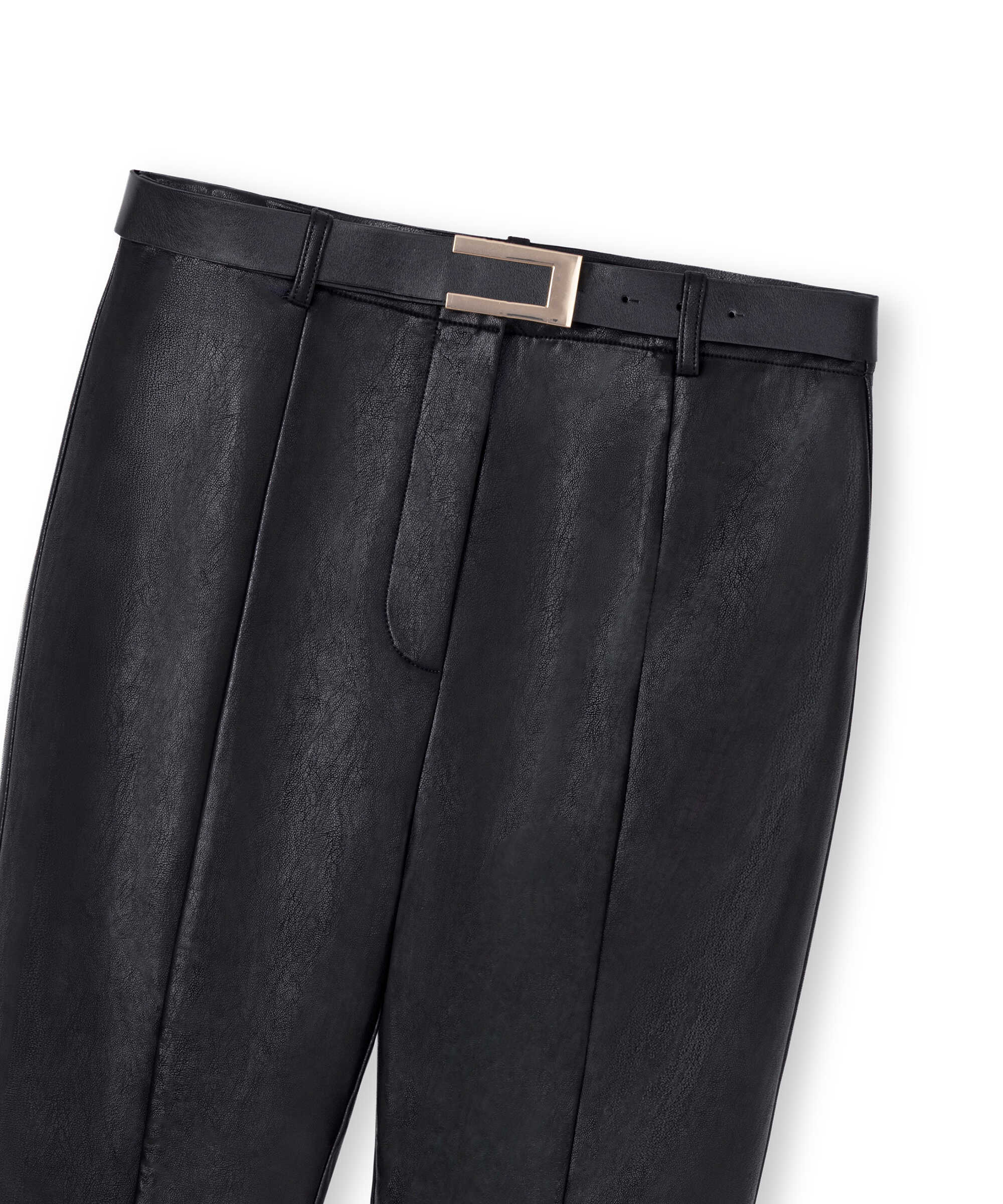 Deri görünümlü füzo pantolon - IW6260003238001 - Siyah Pantolon