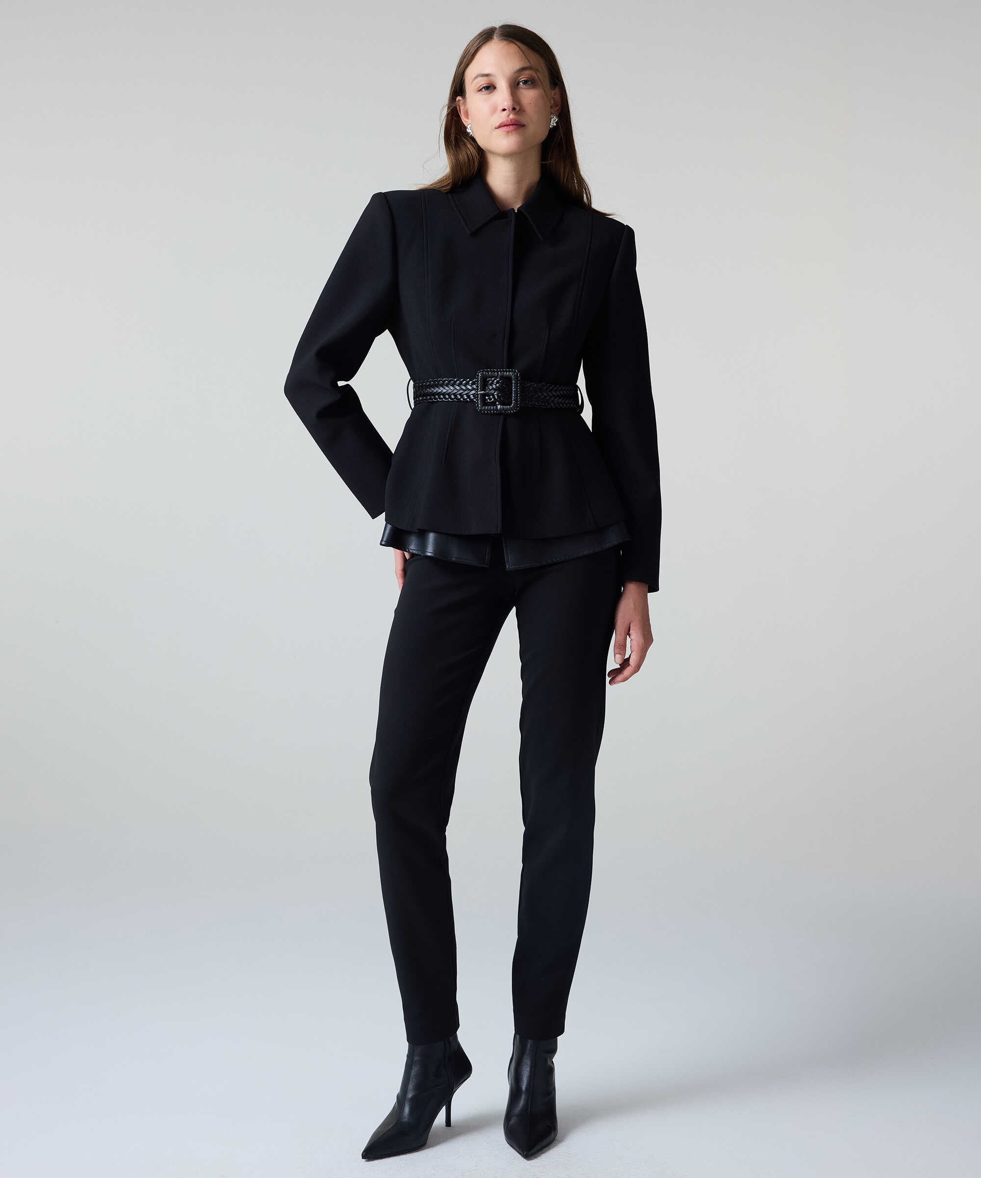 Lurex bel skinny fit pantolon - IW6260003263001 - Siyah Pantolon