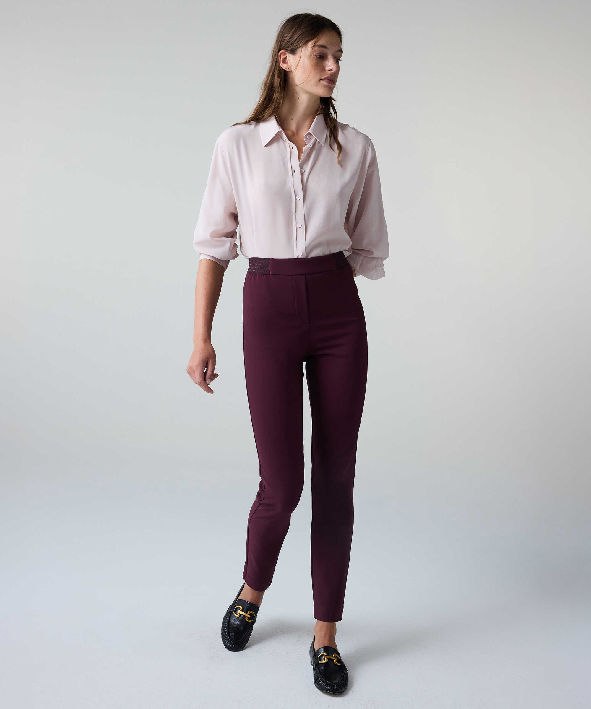 Lurex bel skinny fit pantolon - IW6260003263008 - Mürdüm Pantolon