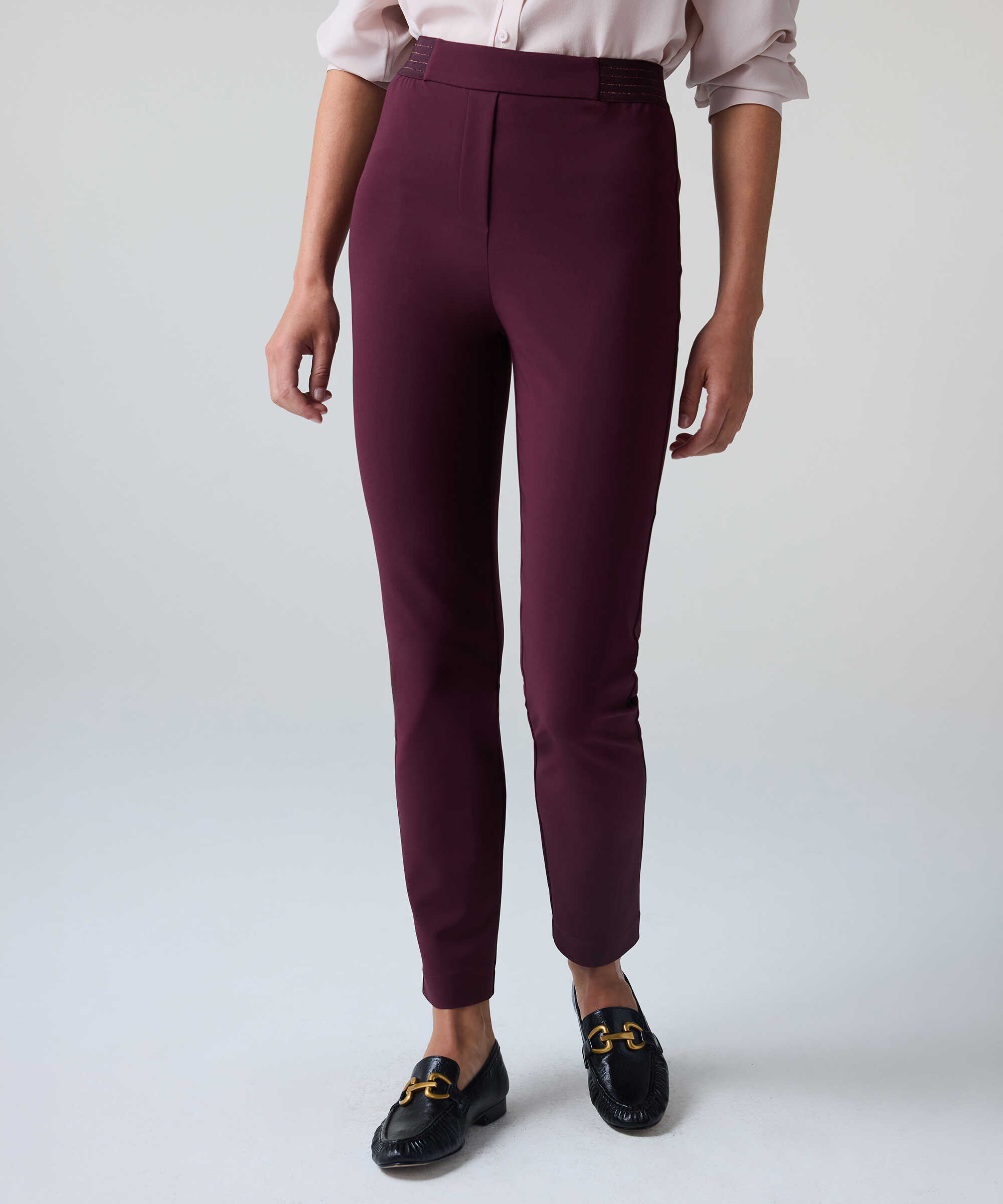 Lurex bel skinny fit pantolon - IW6260003263008 - Mürdüm Pantolon