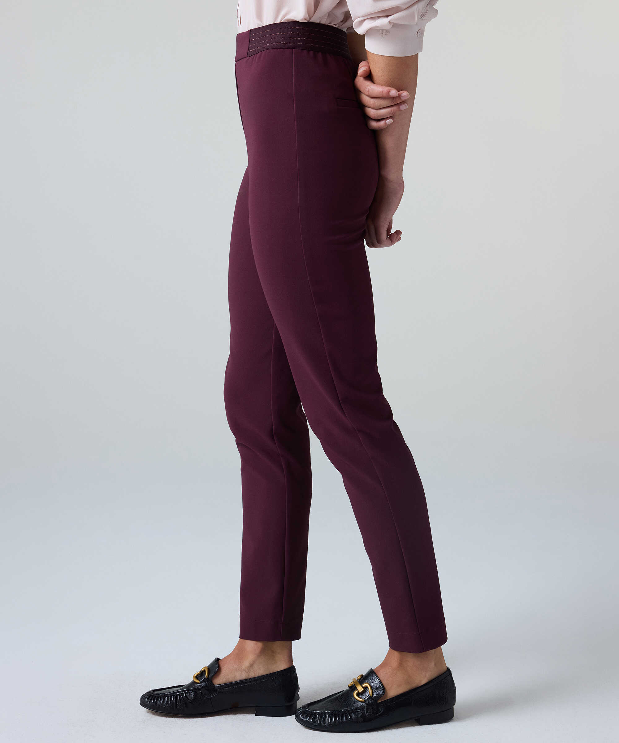 Lurex bel skinny fit pantolon - IW6260003263008 - Mürdüm Pantolon