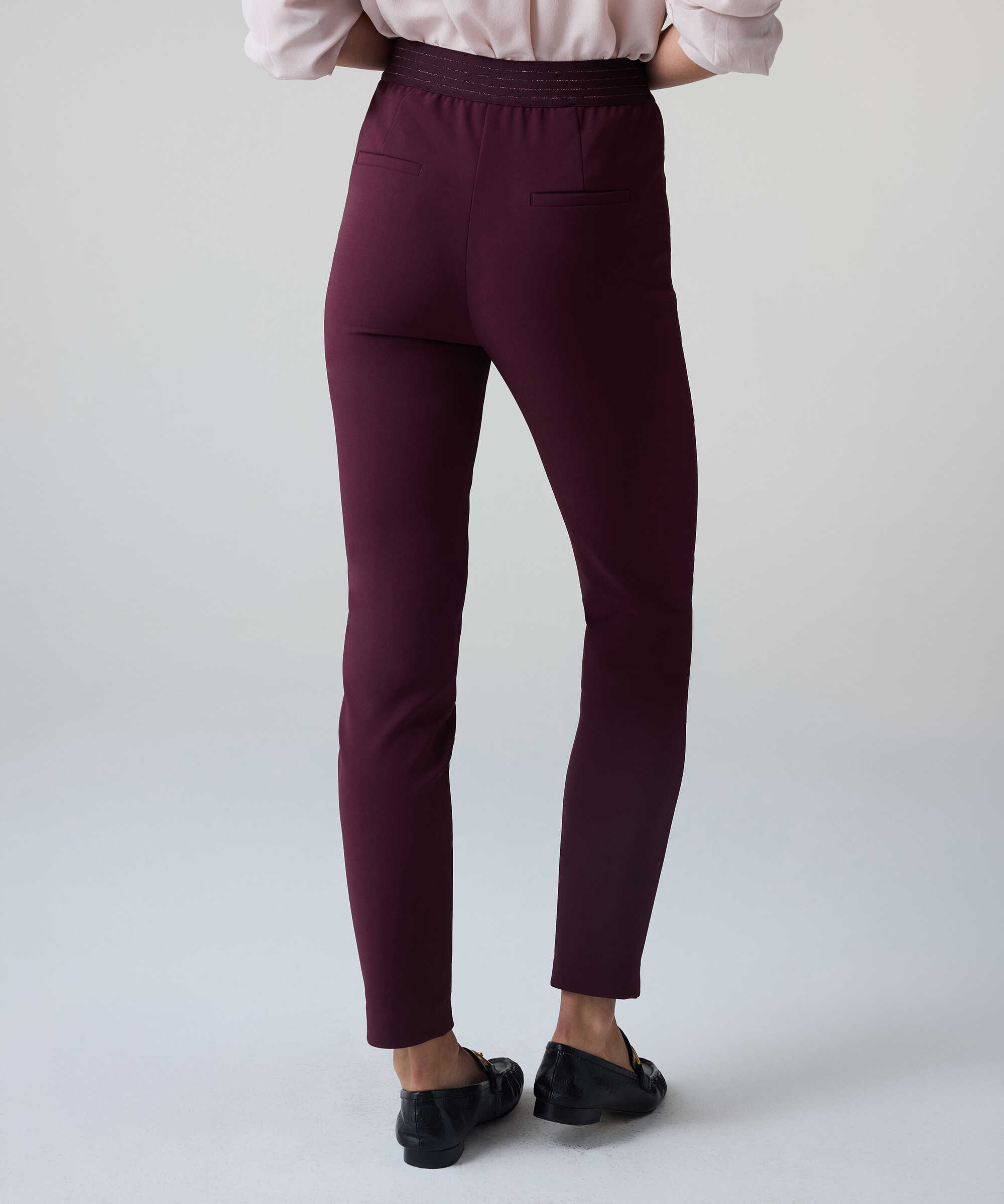 Lurex bel skinny fit pantolon - IW6260003263008 - Mürdüm Pantolon