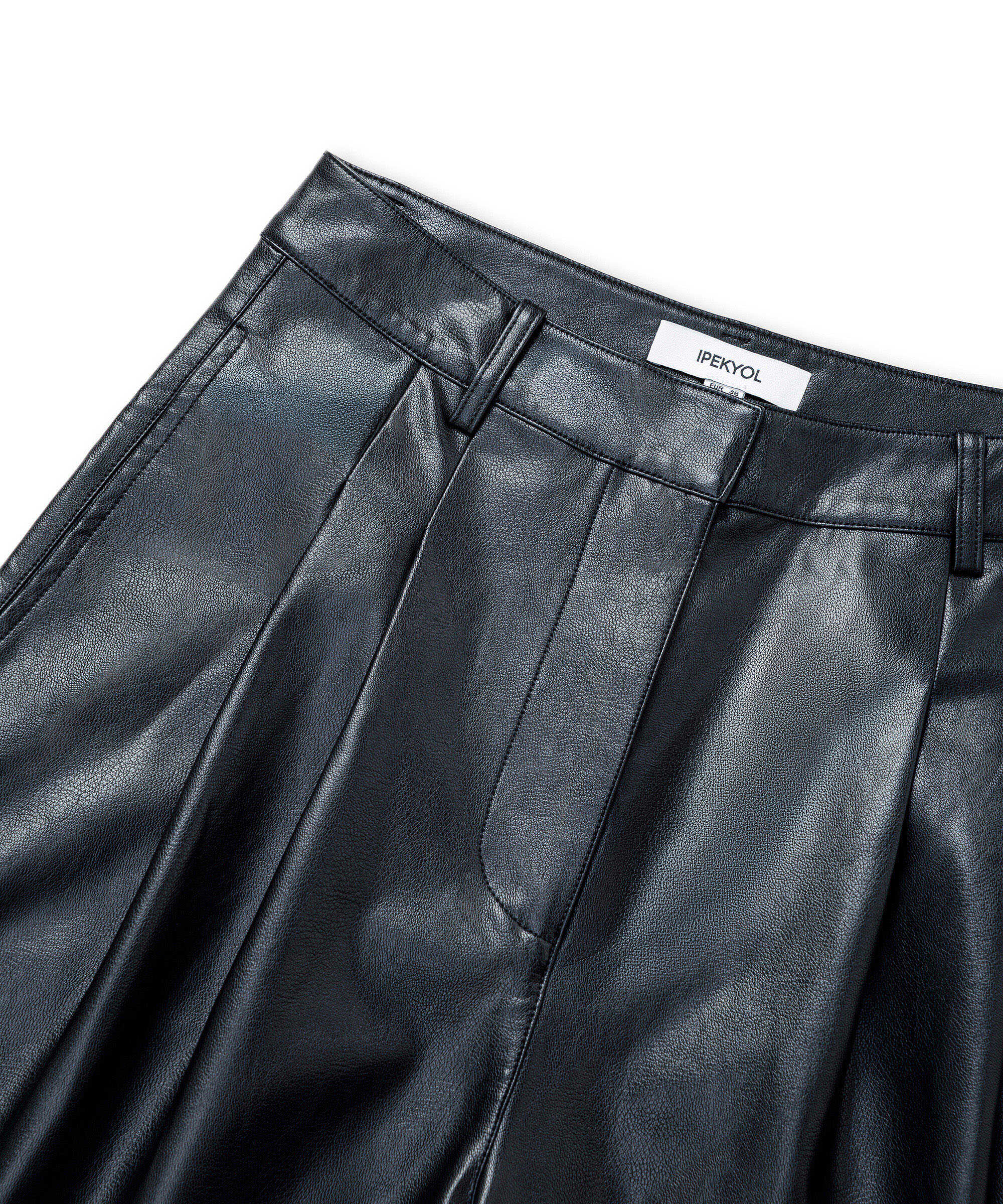 Deri görünümlü bermuda - IW6260003296001 - Siyah Pantolon