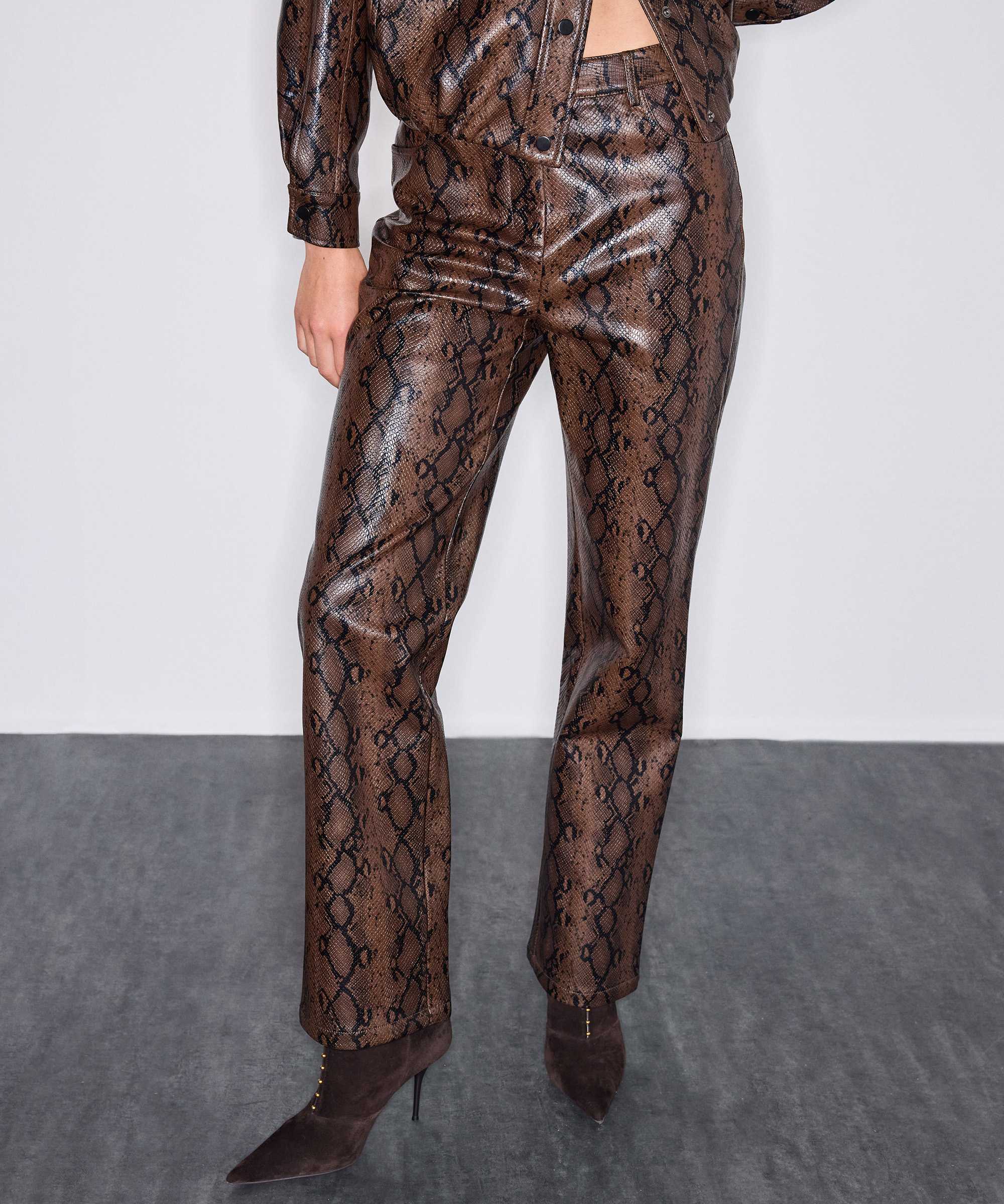 Yılan derisi desen pantolon - IW6260003320074 - Kahverengi Pantolon