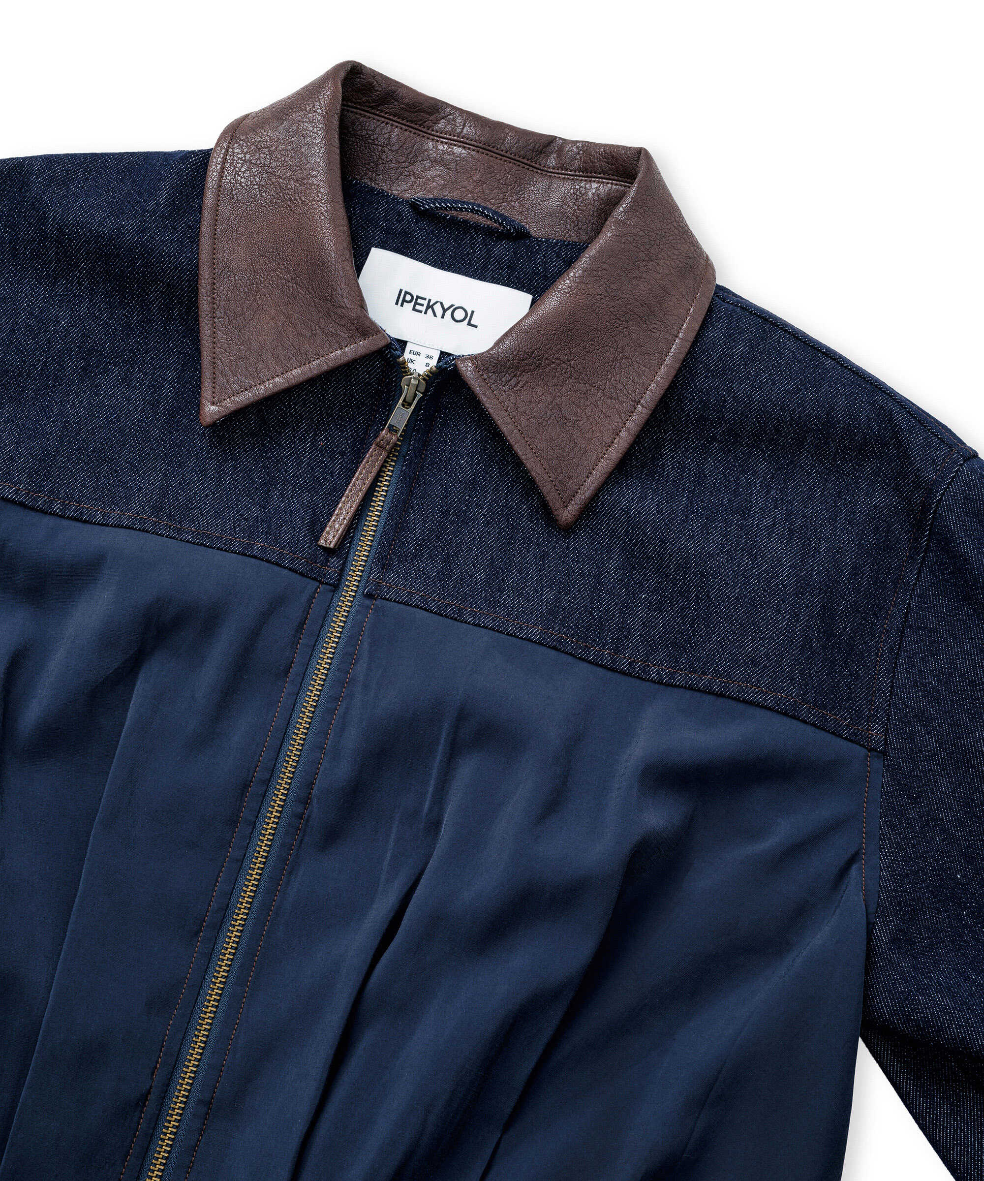 Kontrast yaka bomber ceket - IW6260005118015 - Lacivert Ceket