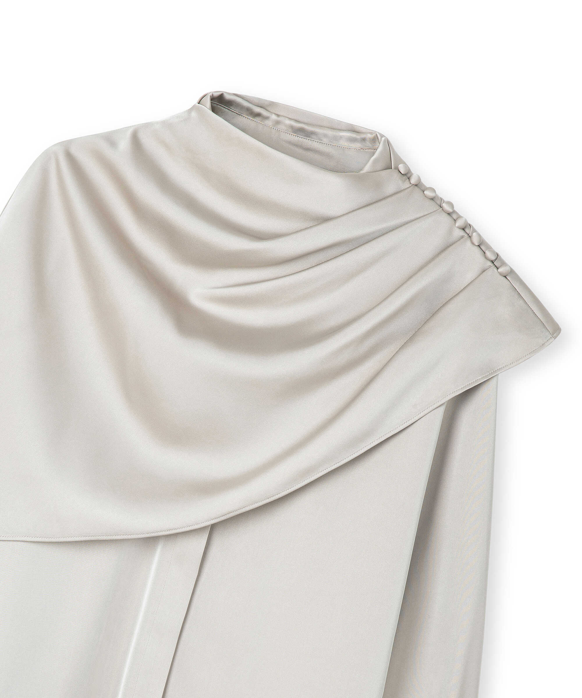 Parlak yüzeyli pelerinli bluz - IW6260006101030 - Taş undefined