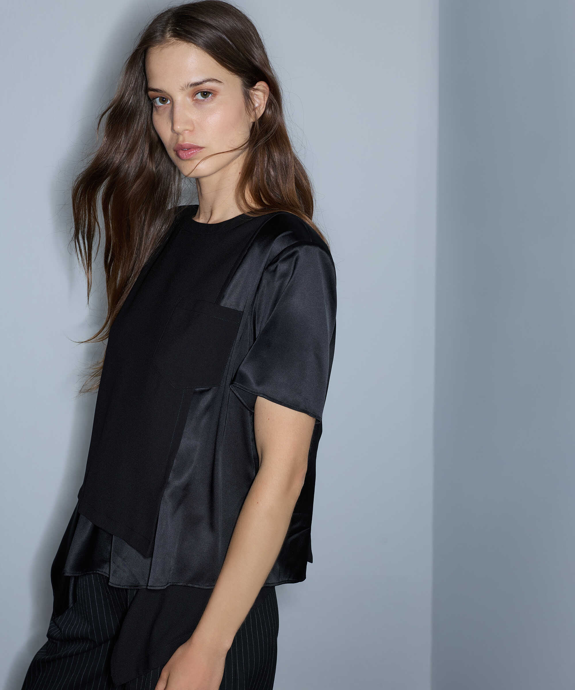 Vatkalı asimetrik bluz - IW6260006132001 - Siyah undefined