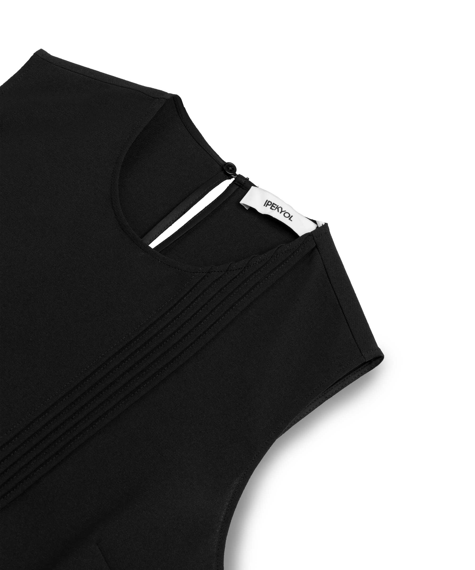 Asimetrik nervürlü bluz - IW6260006134001 - Siyah undefined
