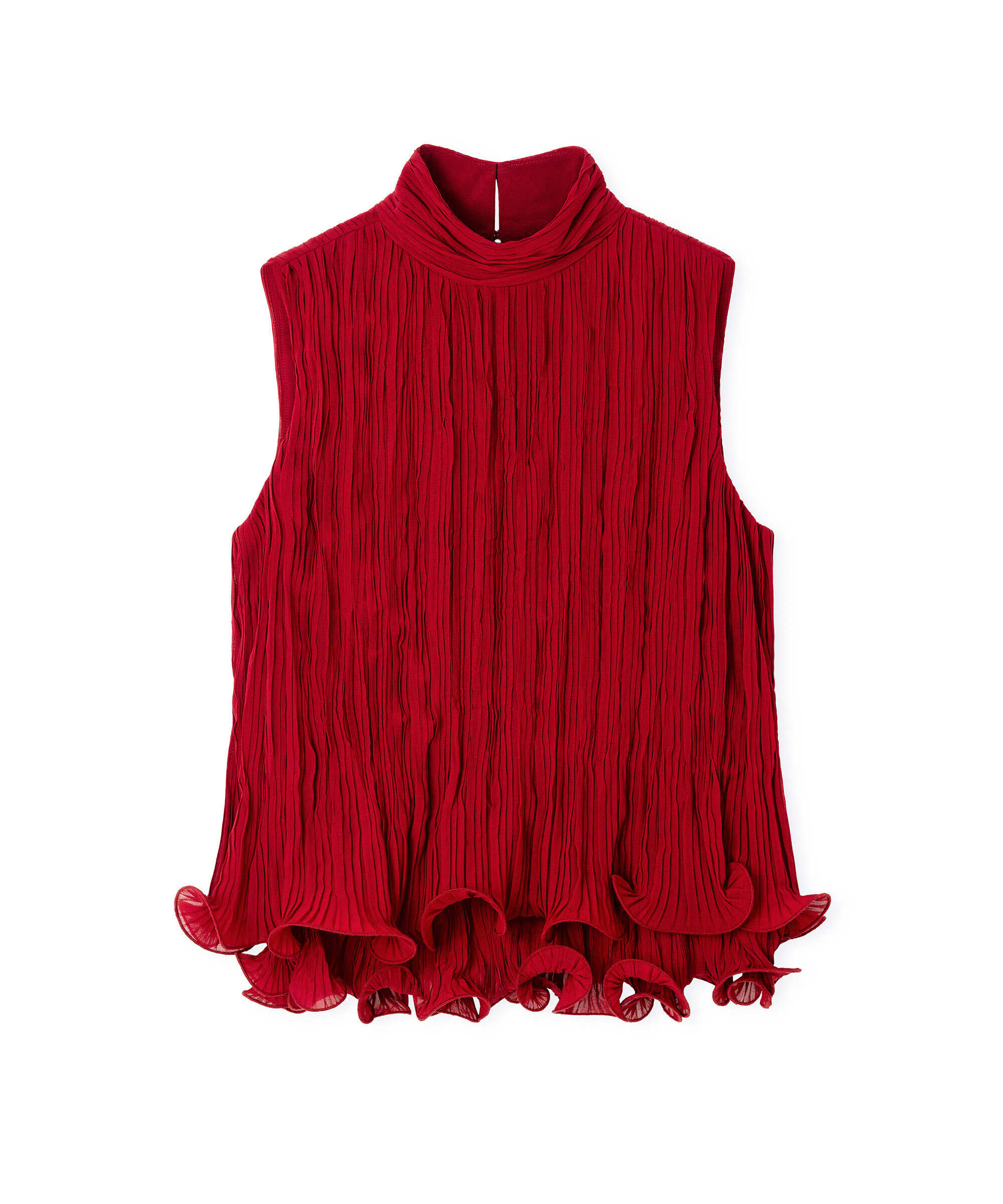 Kırışık efektli volanlı bluz - IW6260006168049 - Vişne Bluz