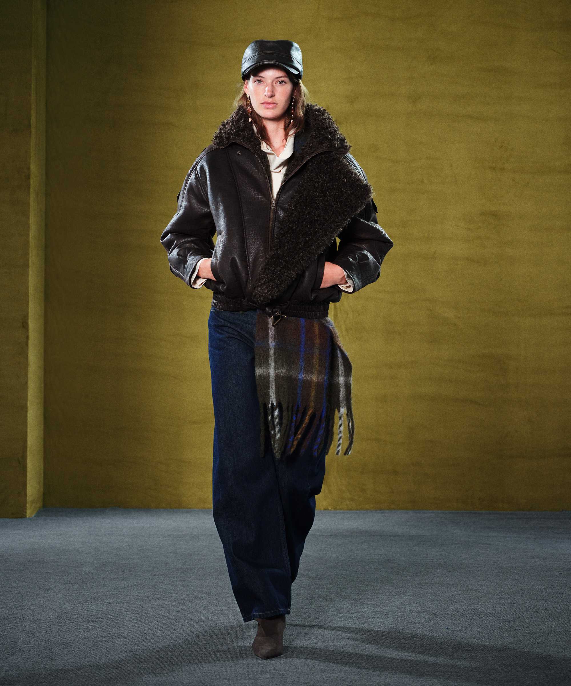Kumaş mix biker mont - IW6260012104074 - Kahverengi Mont