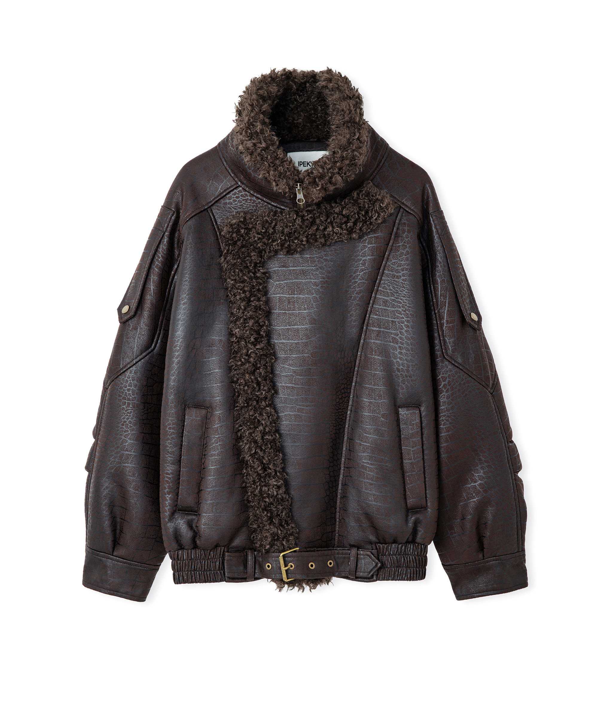Kumaş mix biker mont - IW6260012104074 - Kahverengi Mont